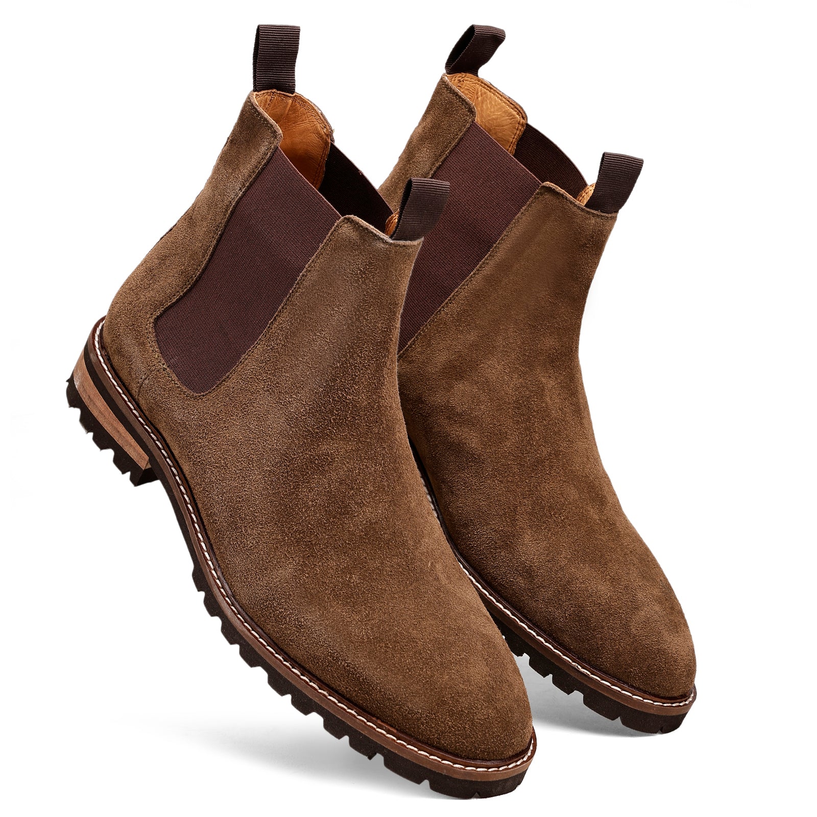 FRONK ROYALE Mossveil Moss-Green Suede Boots - Moss Green handcrafted leather chelsea boots for men, view 6
