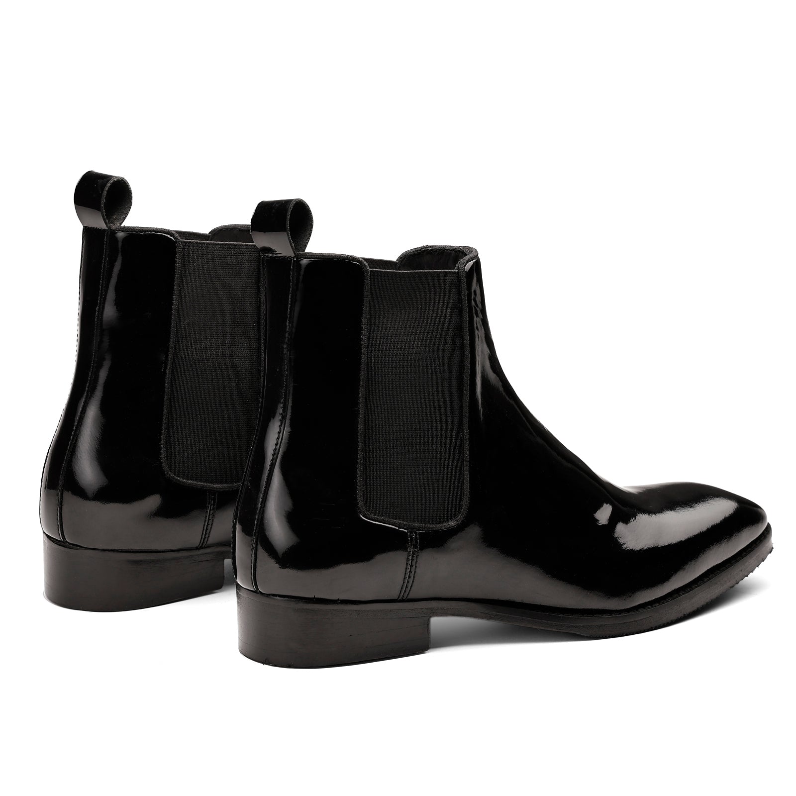 FRONK ROYALE Nantes Gloss Black Patent Chelsea Boots - Black handcrafted leather chelsea boots for men, view 2