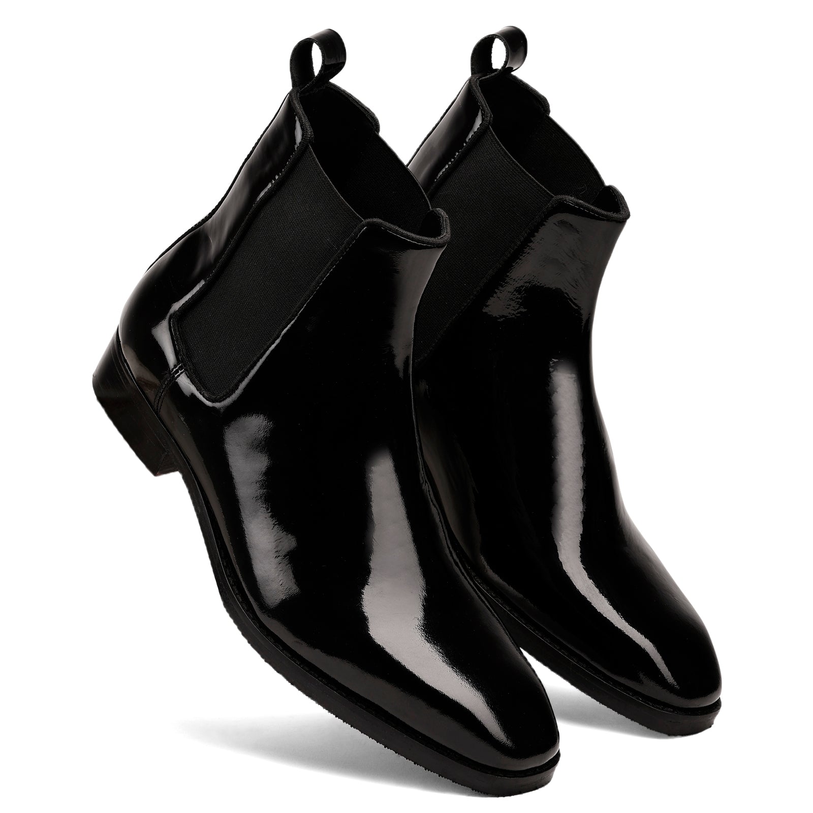 FRONK ROYALE Nantes Gloss Black Patent Chelsea Boots - Black handcrafted leather chelsea boots for men, view 6