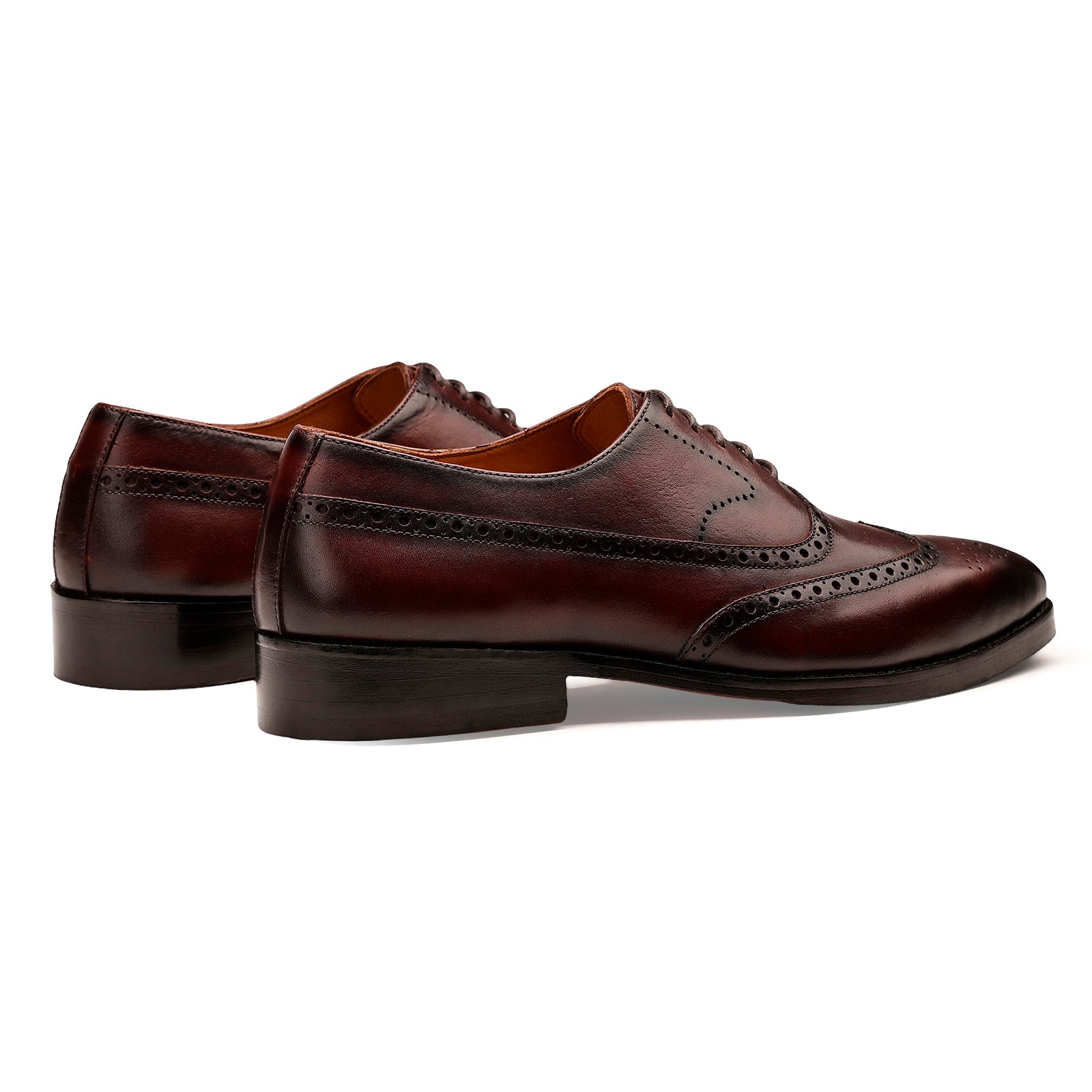 FRONK ROYALE Chestnut Crest Brogue Oxford Shoes - Chestnut Brown handcrafted leather oxford shoes for men, view 2