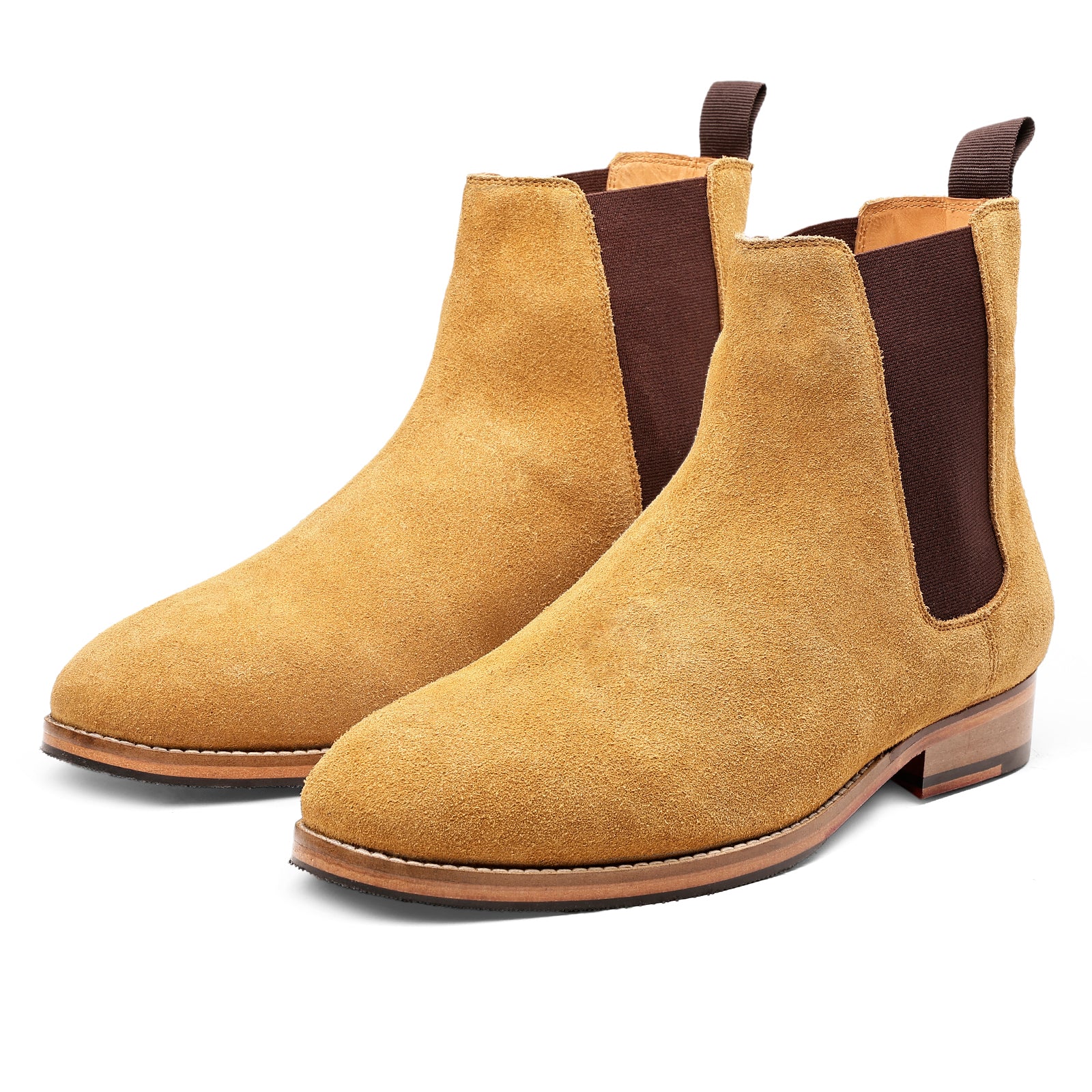 FRONK ROYALE DuneCraft Camel Suede Boots - Camel handcrafted leather chelsea boots for men, view 1