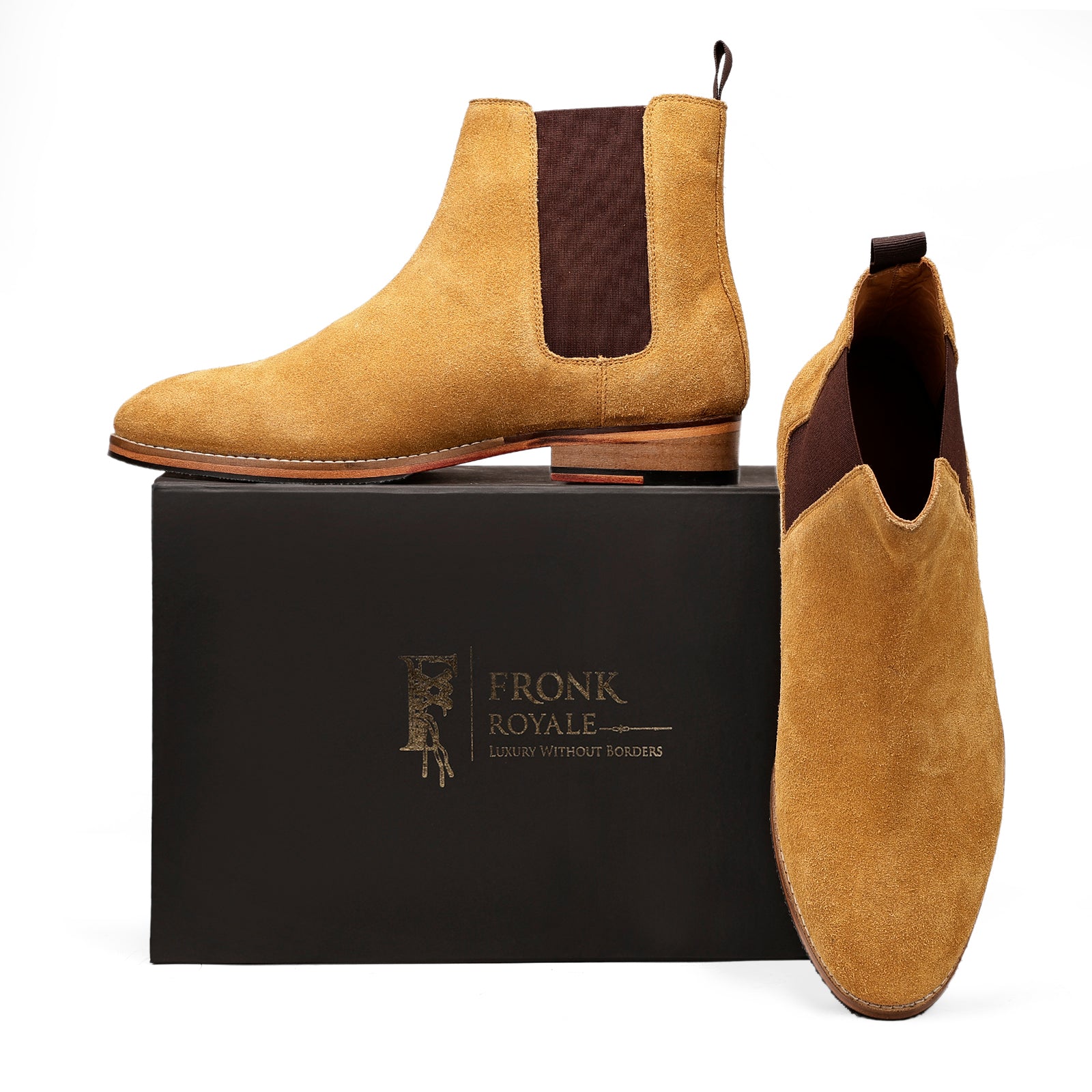 FRONK ROYALE DuneCraft Camel Suede Boots - Camel handcrafted leather chelsea boots for men, view 7