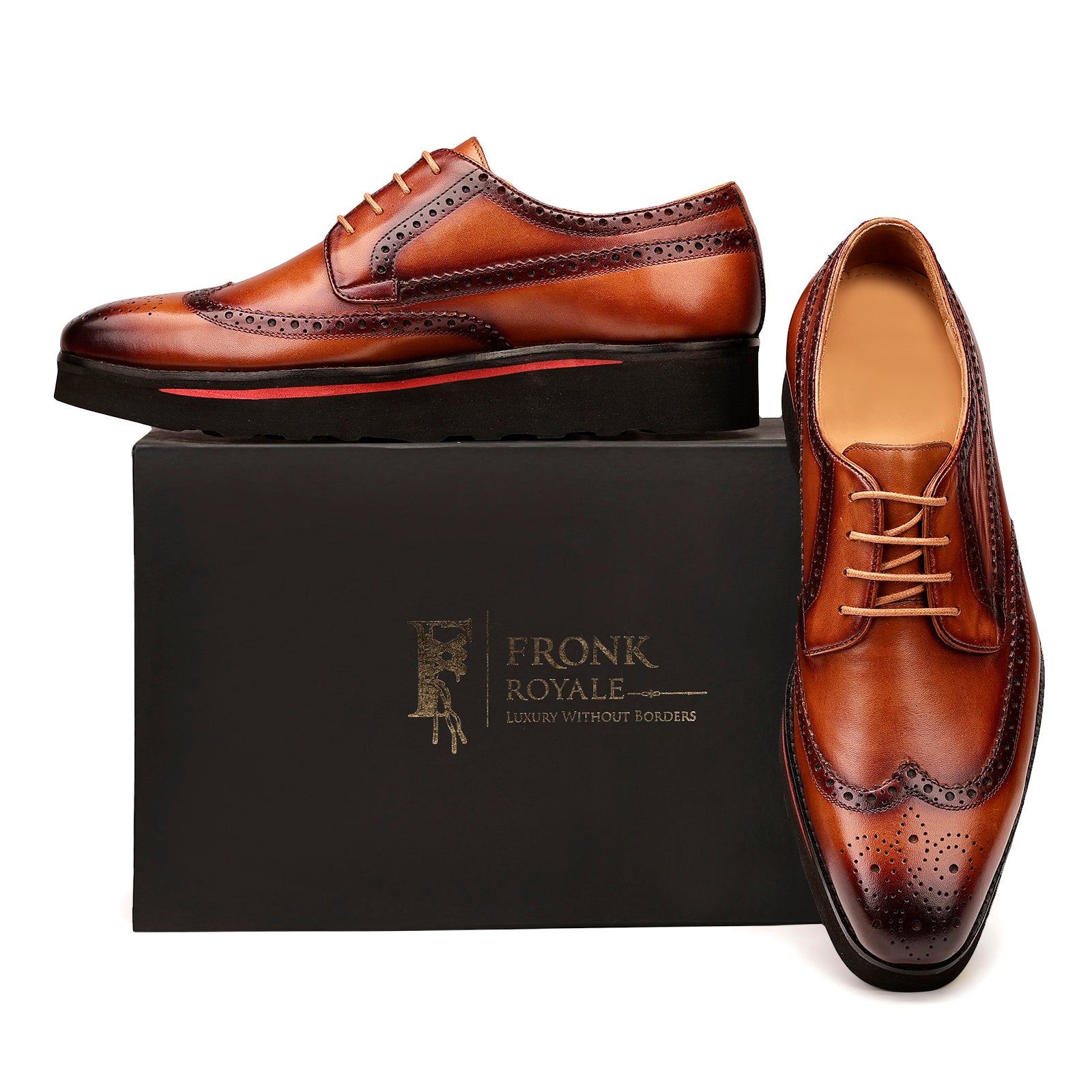 FRONK ROYALE The Belgravia Brown Derby Shoes with Lite Sole - Brown handcrafted leather derby shoes for men, view 7