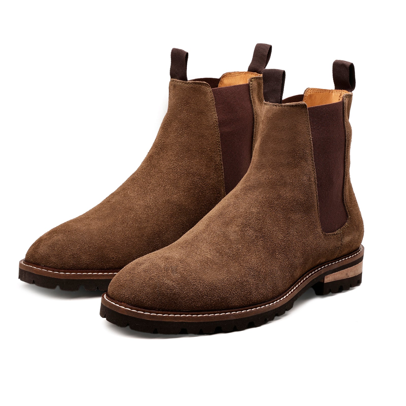 FRONK ROYALE Mossveil Moss-Green Suede Boots - Moss Green handcrafted leather chelsea boots for men, view 1