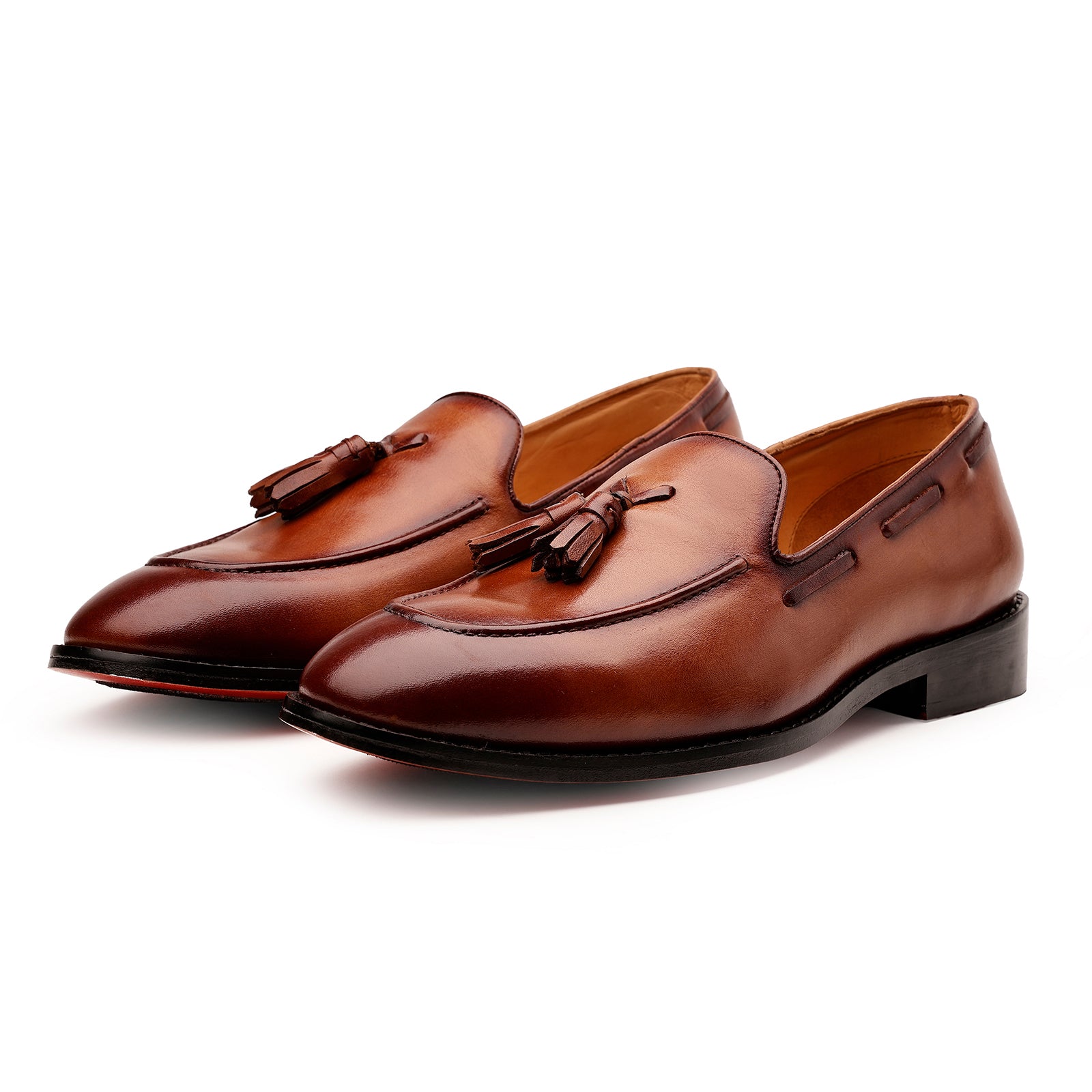 FRONK ROYALE The Boulevard Brown Tassel Loafers - Brown handcrafted leather loafers for men, view 1