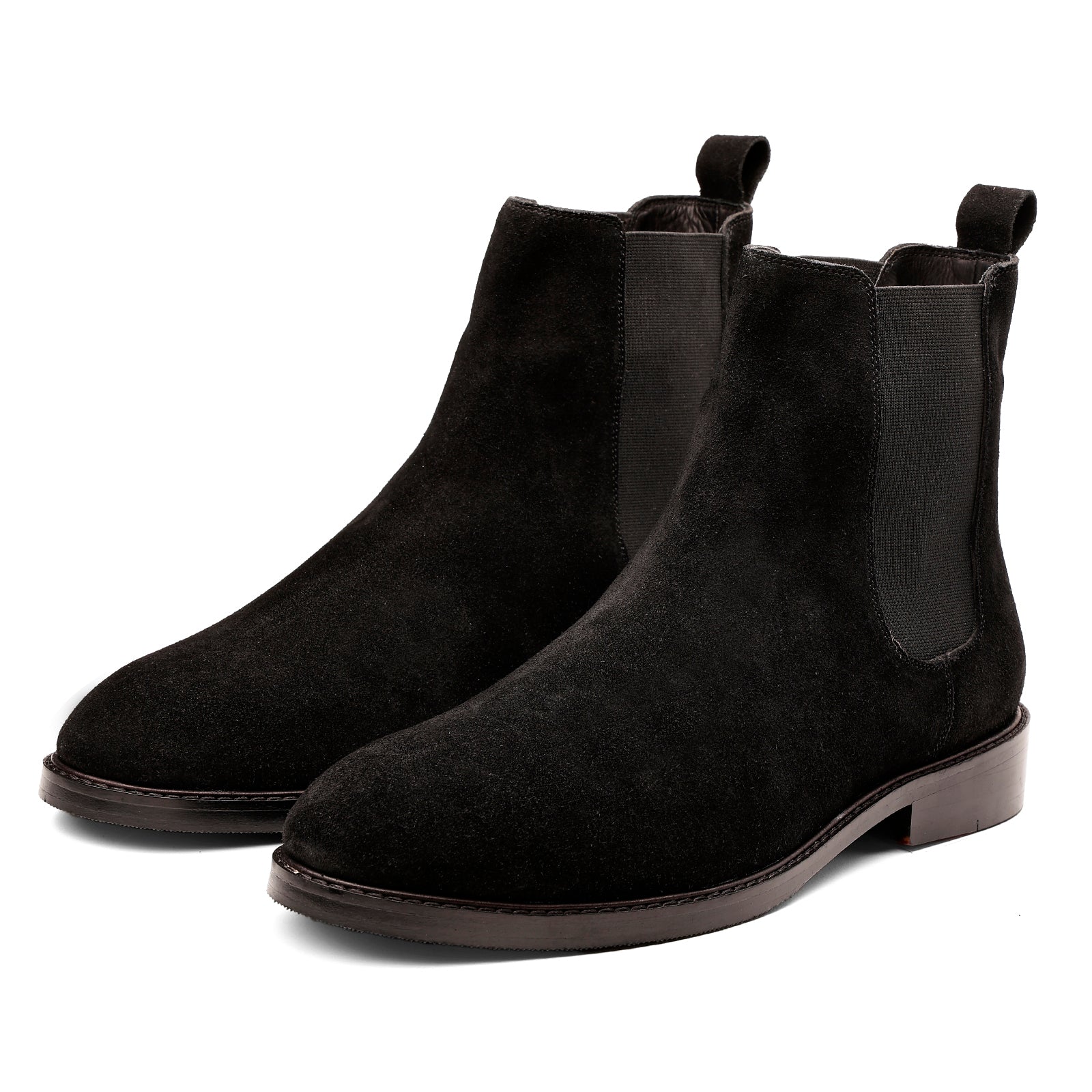 FRONK ROYALE Lyon Black Suede Boots - Black handcrafted leather chelsea boots for men, view 1