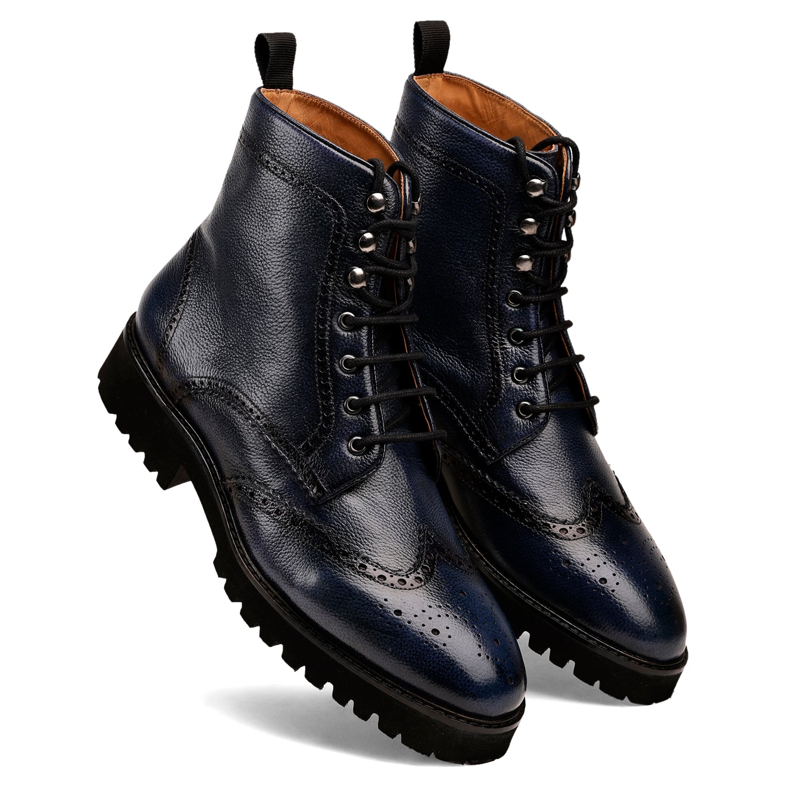 FRONK ROYALE Ironstride Lace-Up Wingtip Leather Boots - Brown handcrafted leather lace-up boots for men, view 6