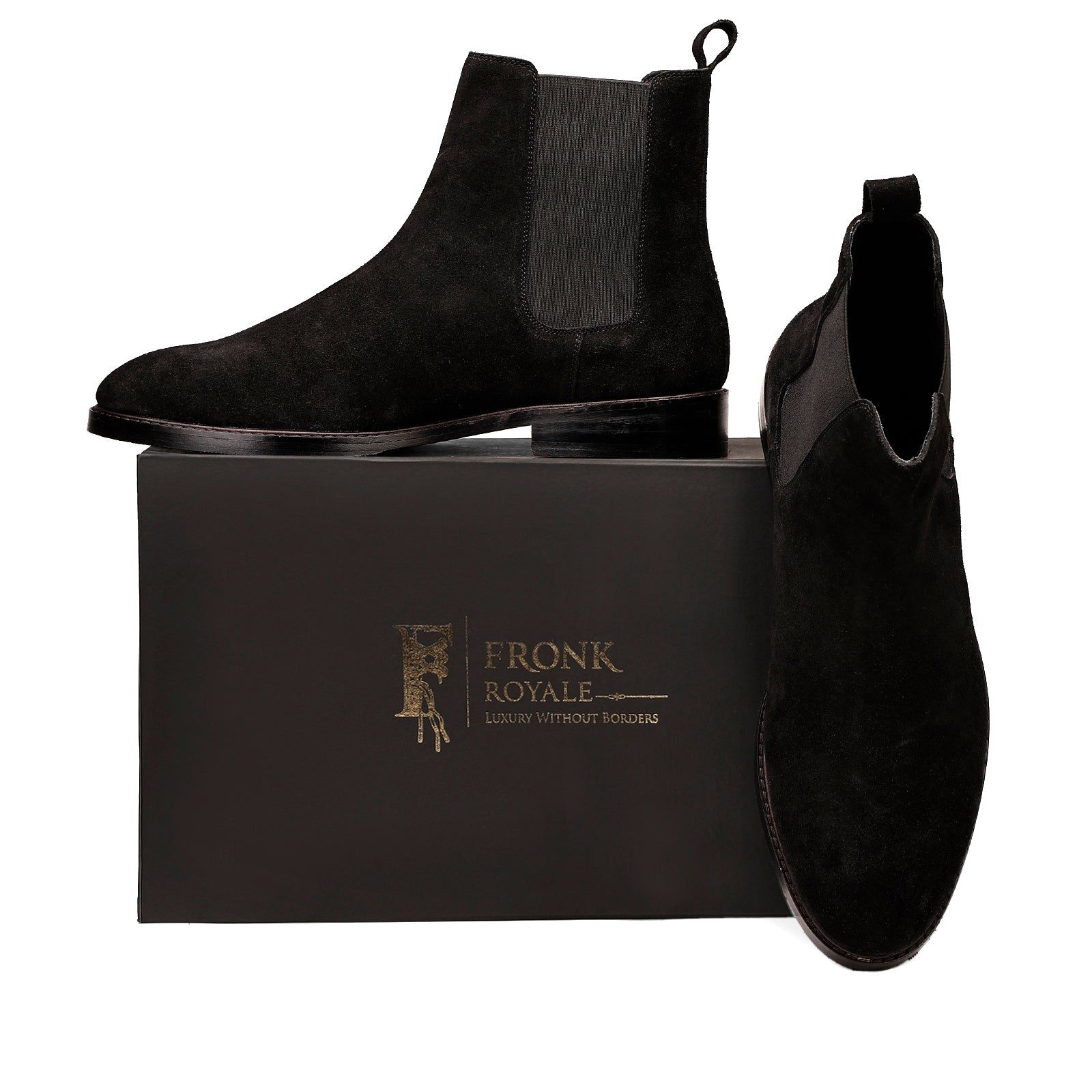 FRONK ROYALE Lyon Black Suede Boots - Black handcrafted leather chelsea boots for men, view 7