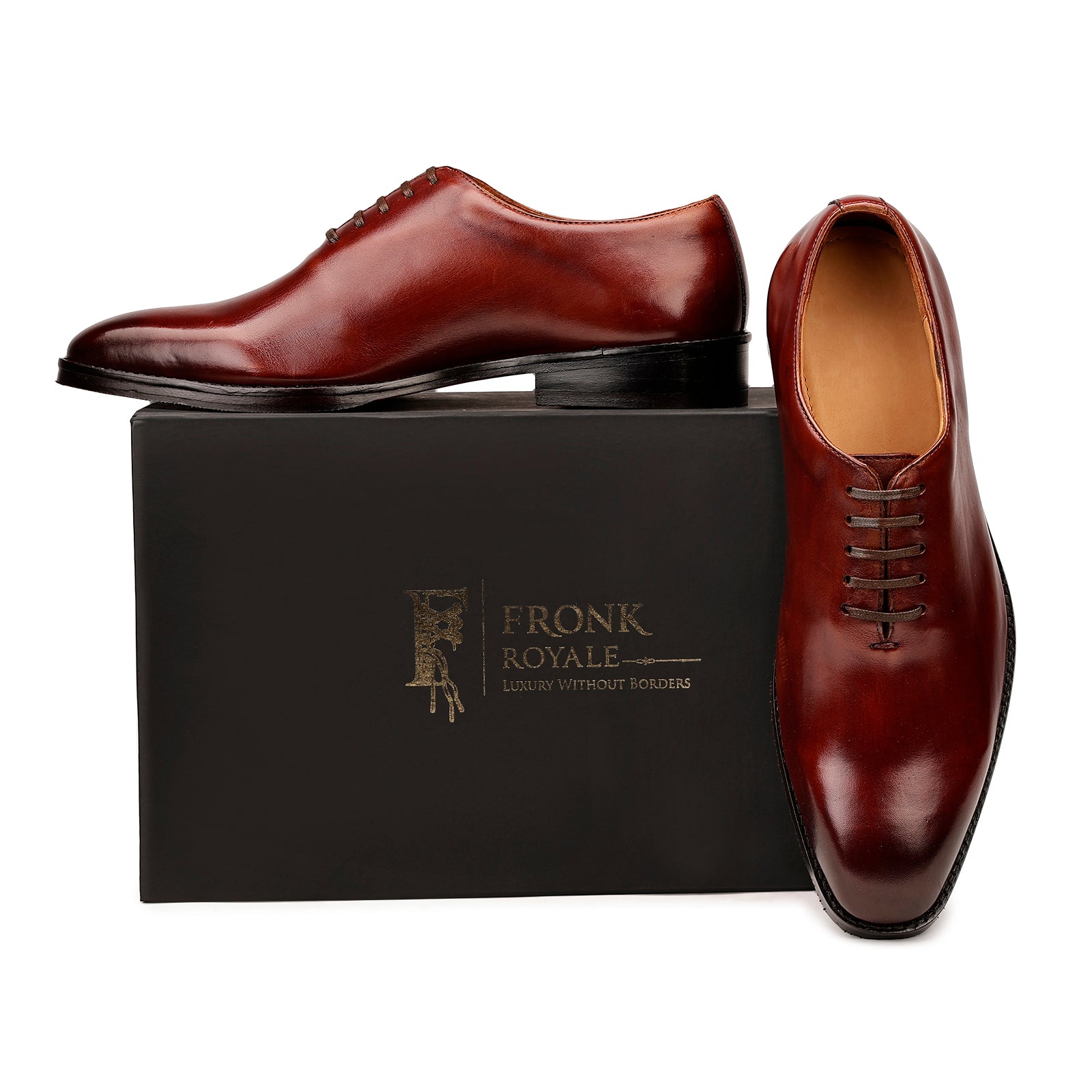 FRONK ROYALE Amber Seamless Wholecut Oxford Shoes - Amber Brown handcrafted leather oxford shoes for men, view 7
