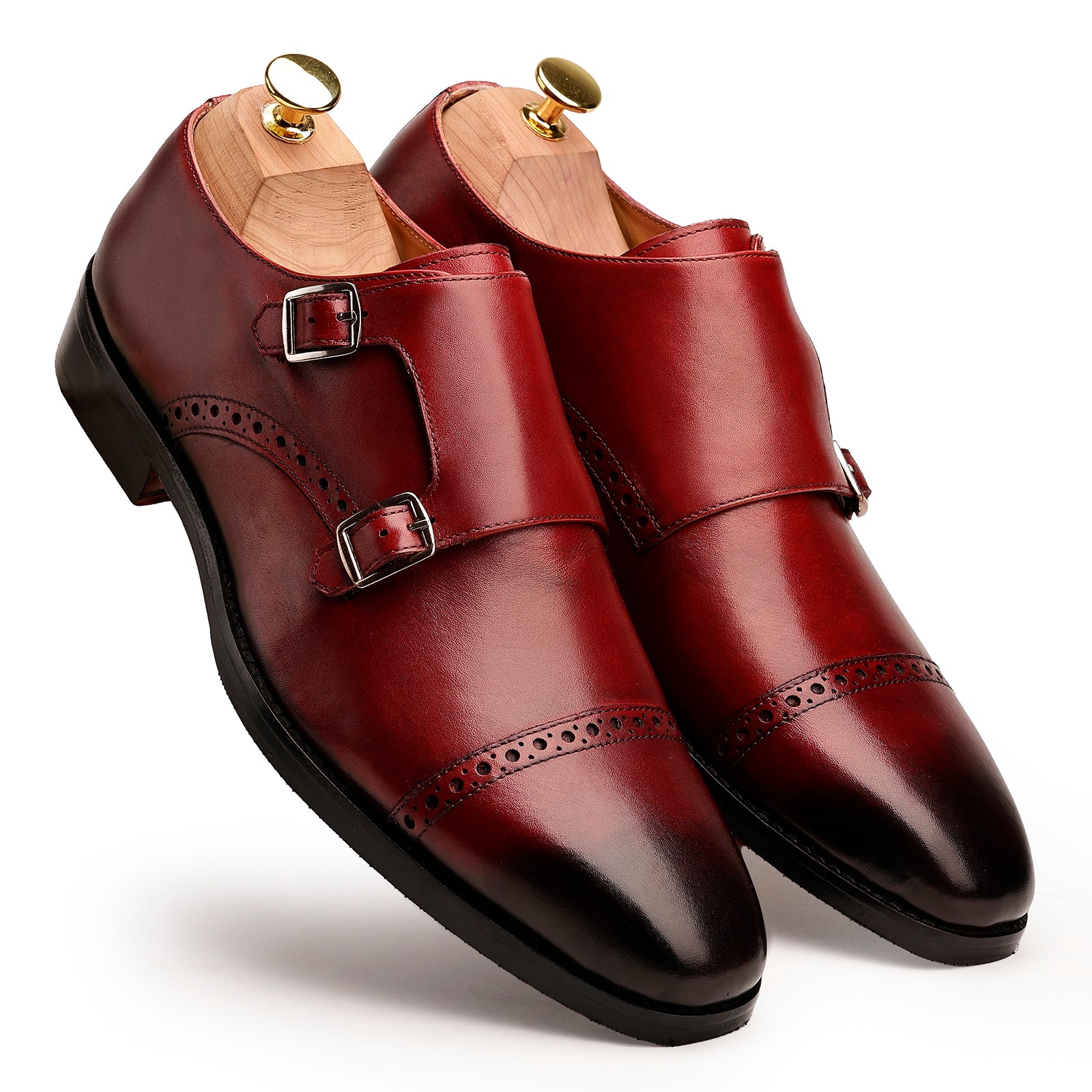 FRONK ROYALE The Milanese Brown Double Monk Strap Shoes - Brown handcrafted leather monk strap shoes for men, view 6