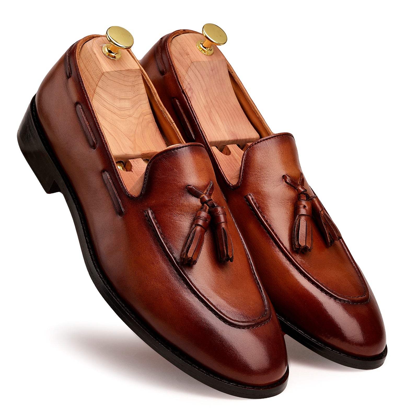 FRONK ROYALE The Boulevard Brown Tassel Loafers - Brown handcrafted leather loafers for men, view 6