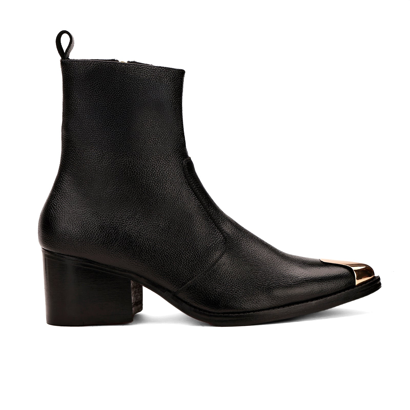 black full grain leather Chelsea boots for men