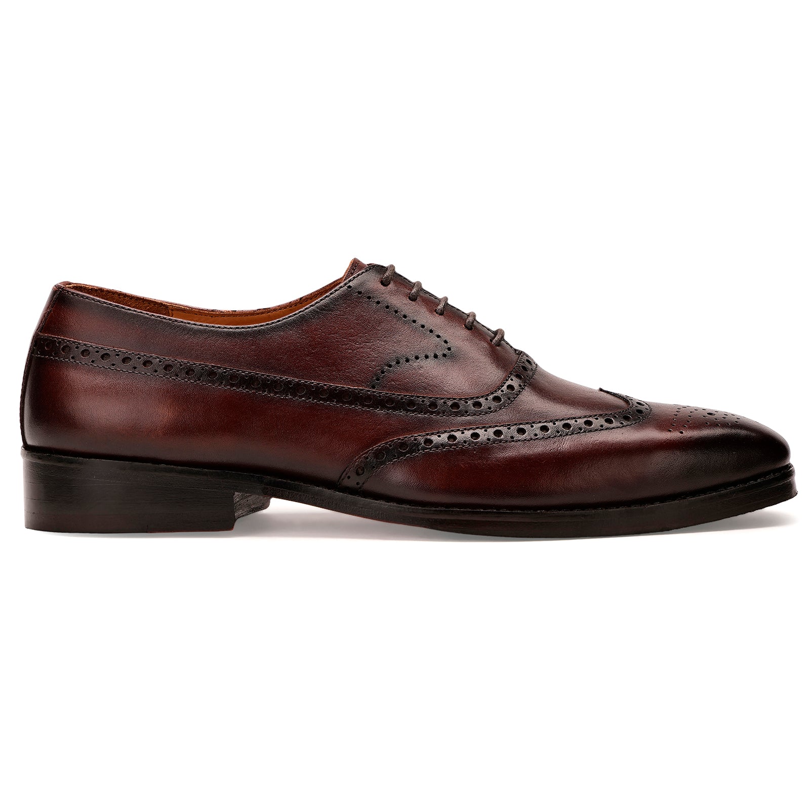 FRONK ROYALE Chestnut Crest Brogue Oxford Shoes - Chestnut Brown handcrafted leather oxford shoes for men, view 3