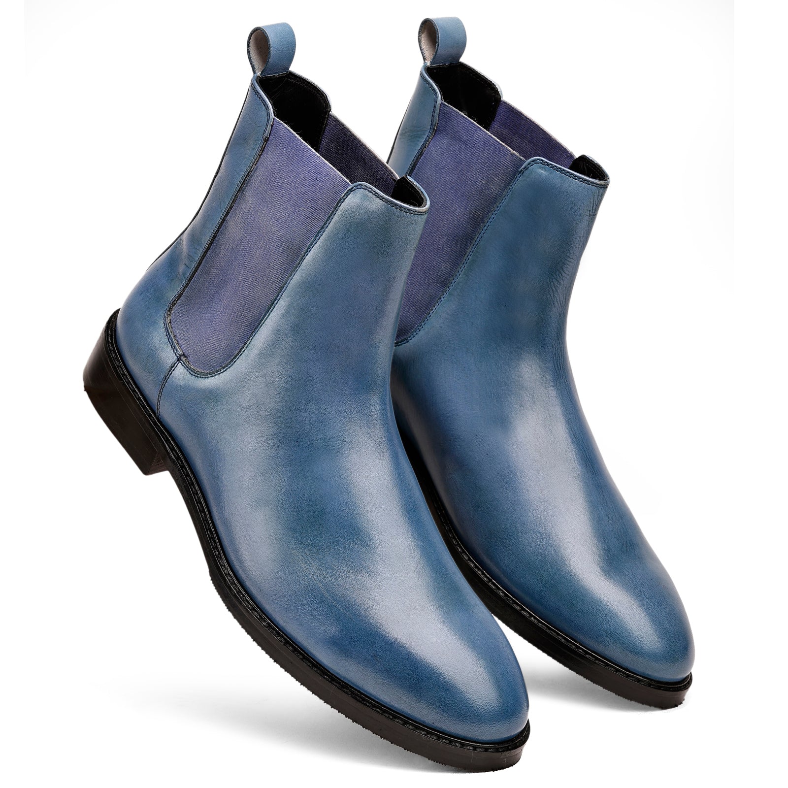 FRONK ROYALE Ocean Crest Blue Chelsea Boots - Blue handcrafted leather chelsea boots for men, view 6