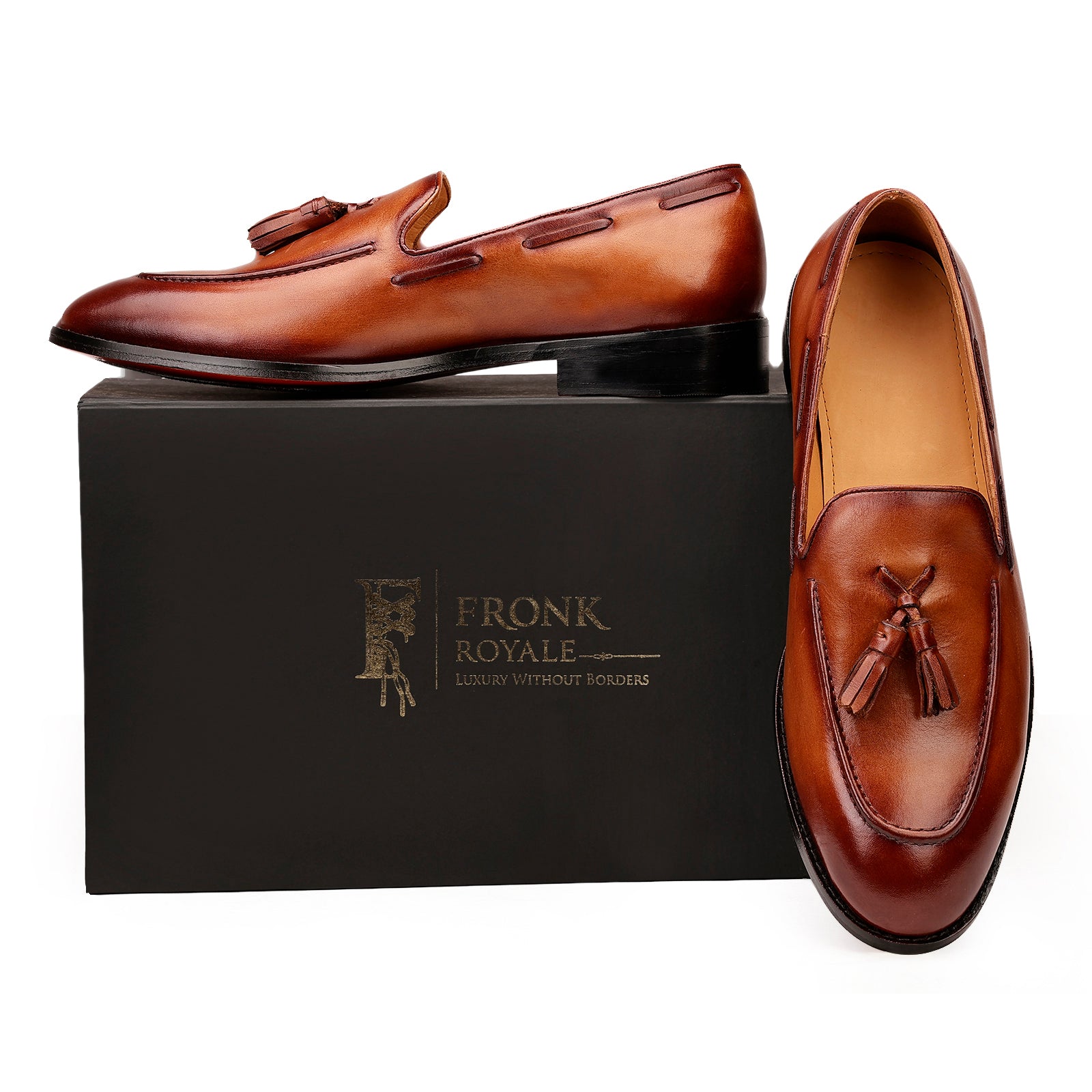 FRONK ROYALE The Boulevard Brown Tassel Loafers - Brown handcrafted leather loafers for men, view 7