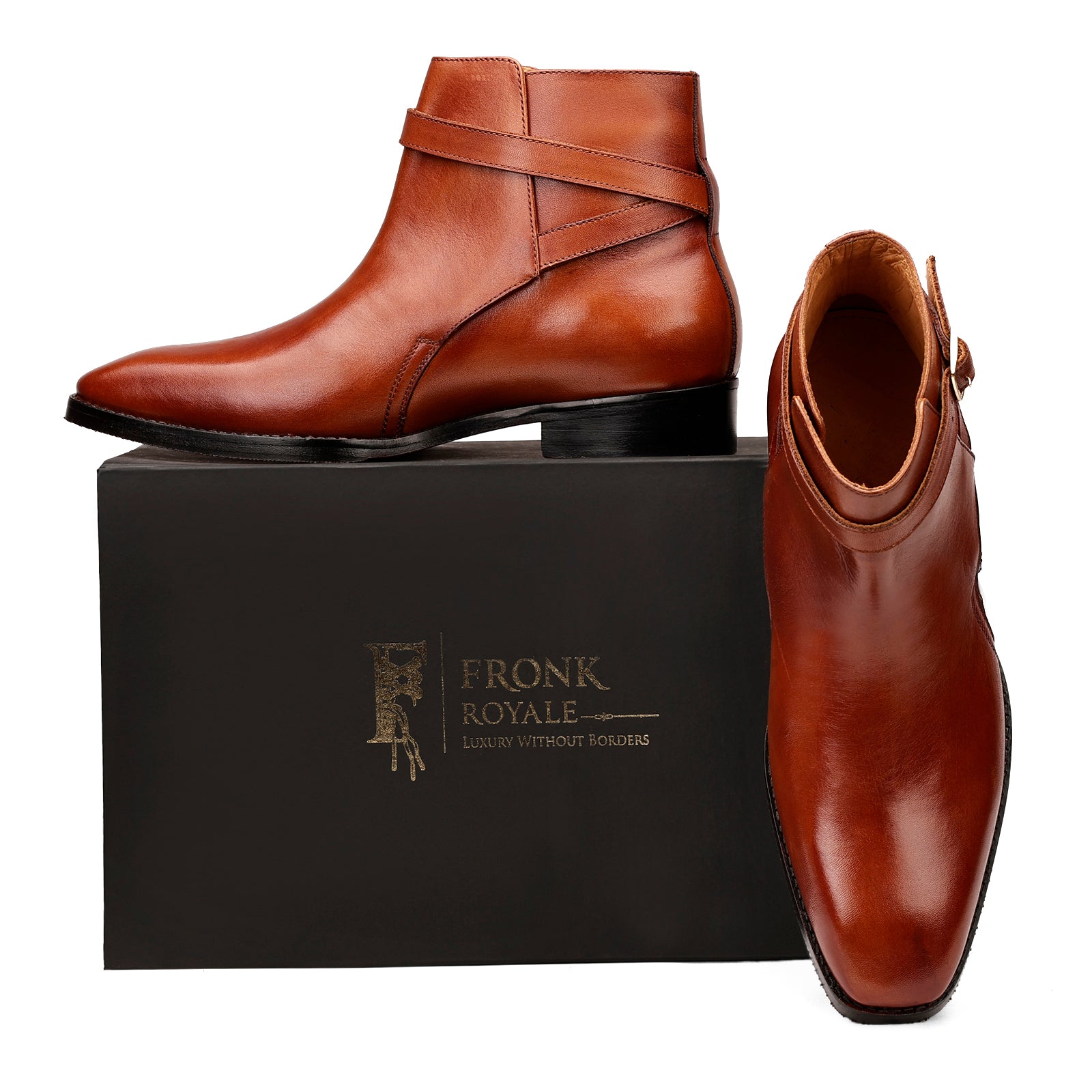 FRONK ROYALE Cognac Regent Jodhpur Boots - Cognac handcrafted leather jodhpur boots for men, view 7