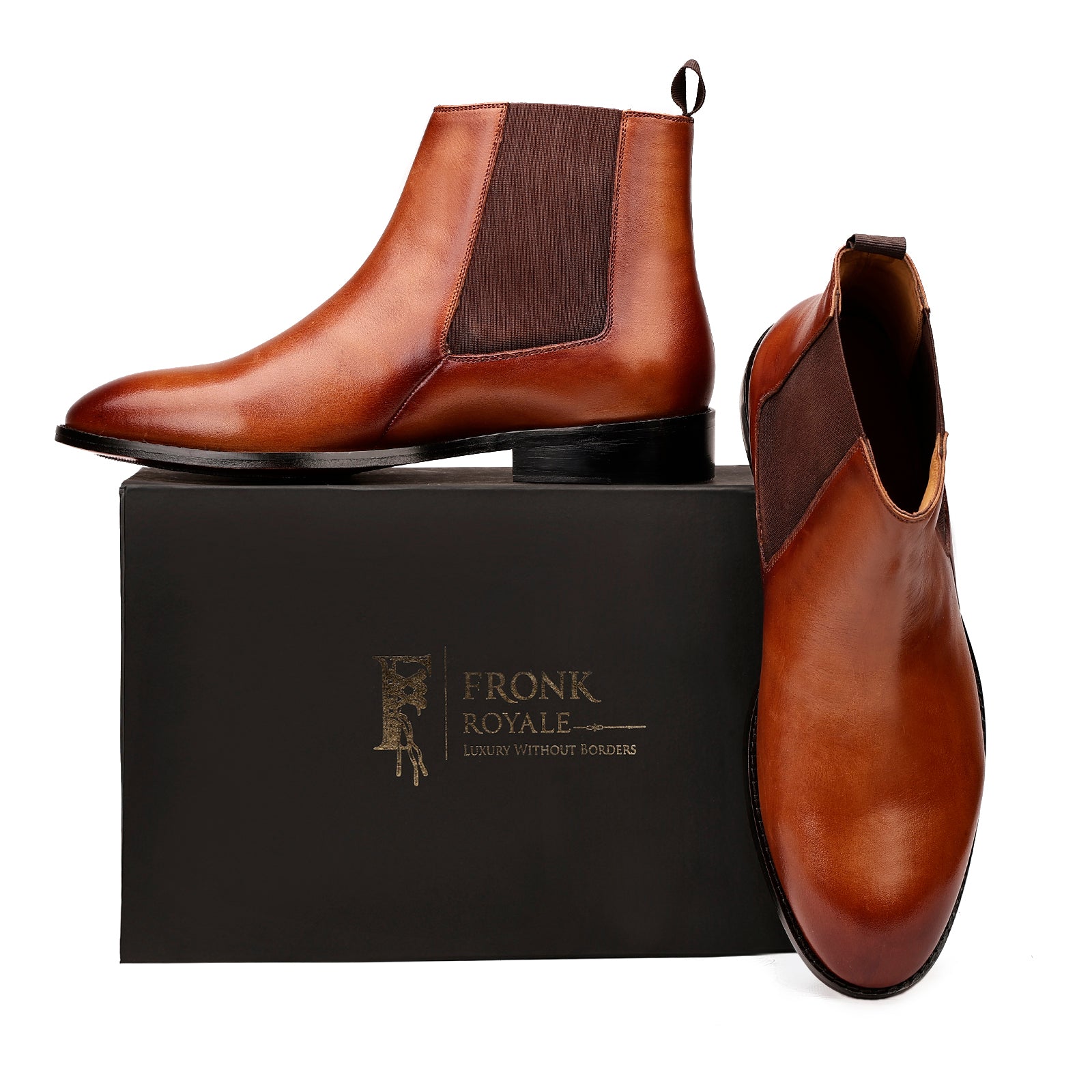 FRONK ROYALE Marseille Brown Chelsea Boots - Brown handcrafted leather chelsea boots for men, view 7