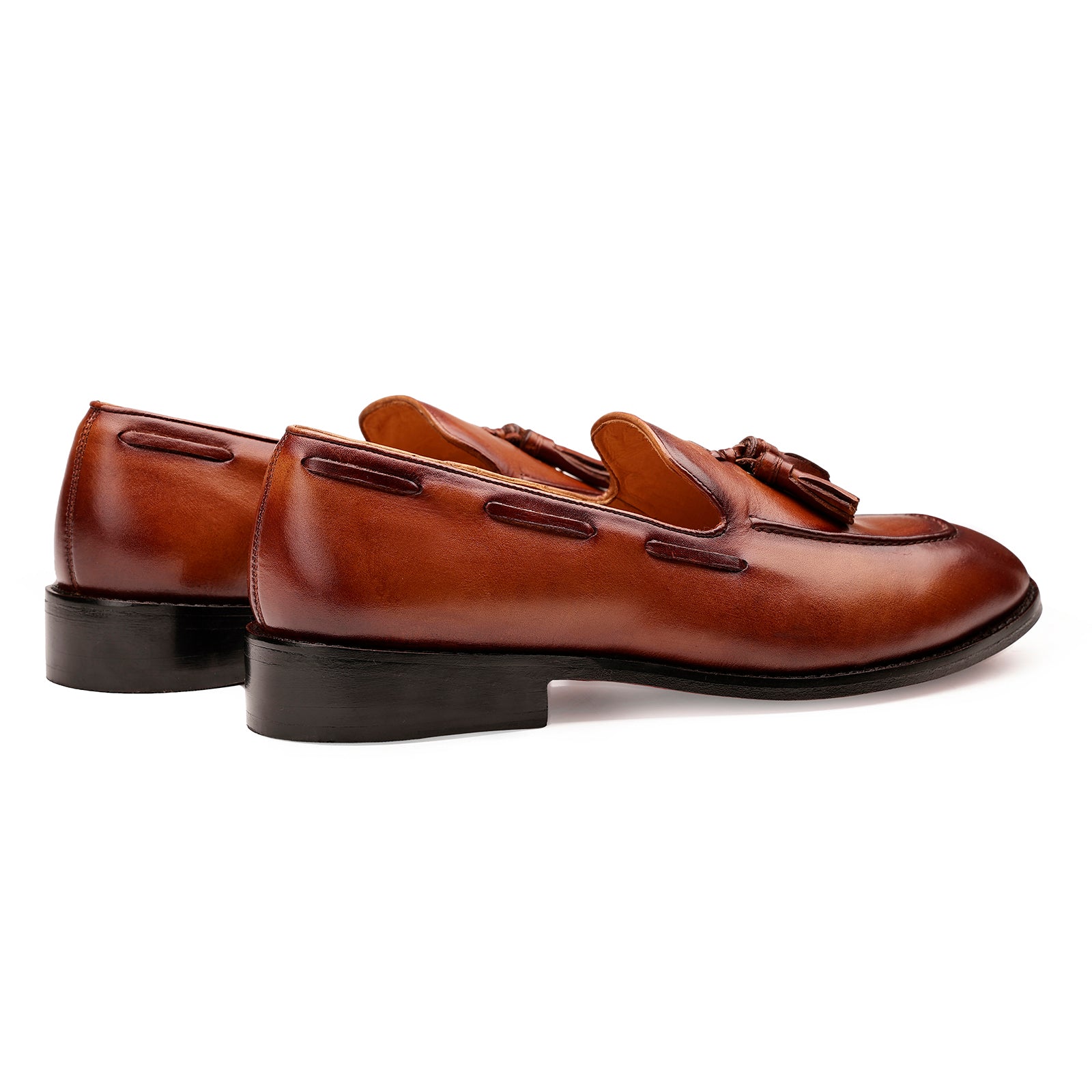 FRONK ROYALE The Boulevard Brown Tassel Loafers - Brown handcrafted leather loafers for men, view 2