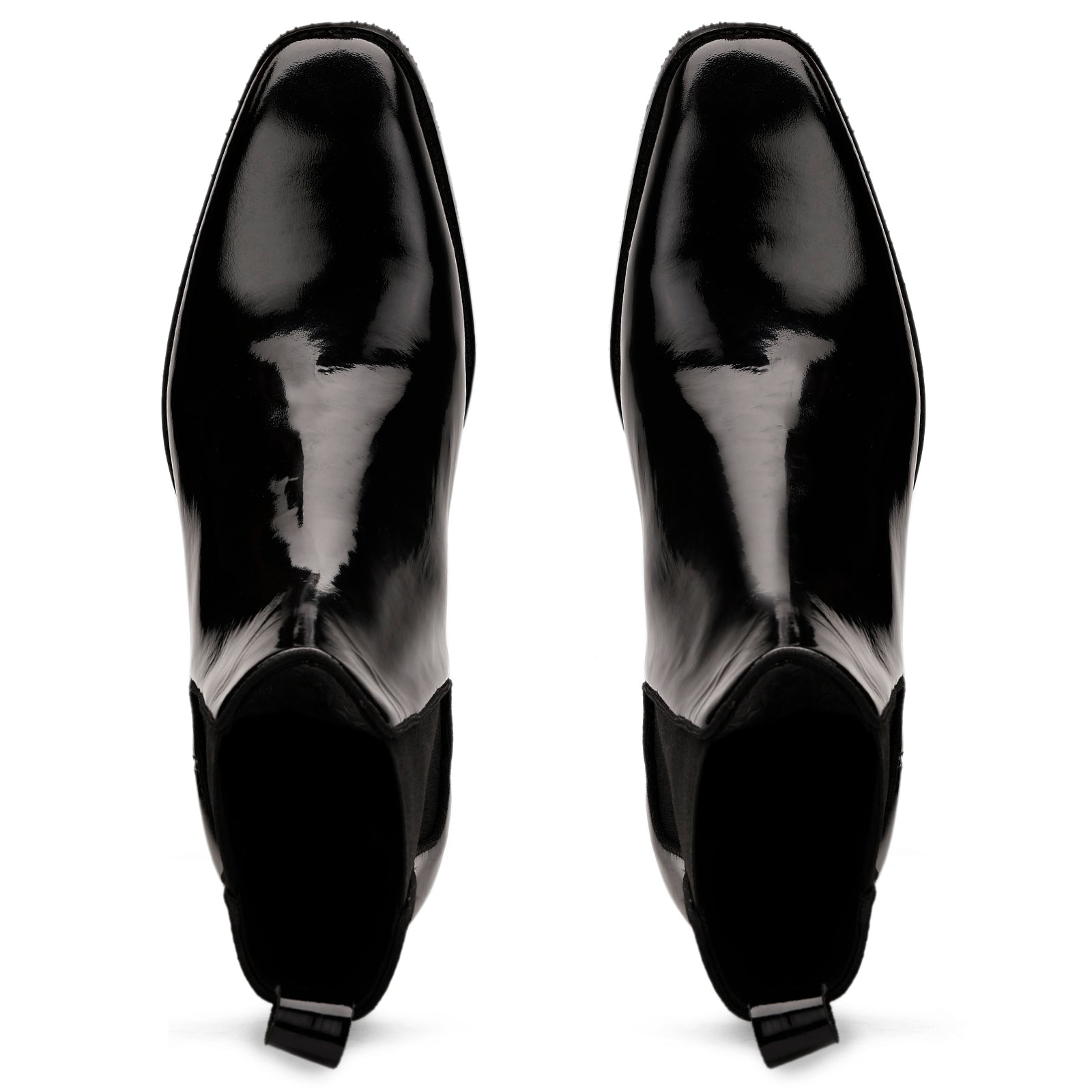 FRONK ROYALE Nantes Gloss Black Patent Chelsea Boots - Black handcrafted leather chelsea boots for men, view 4