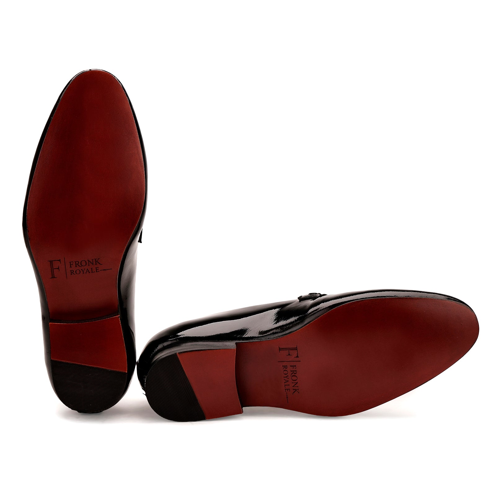 FRONK ROYALE Eclipse Patent Leather Tuxedo Loafers - Black handcrafted leather loafers for men, view 5