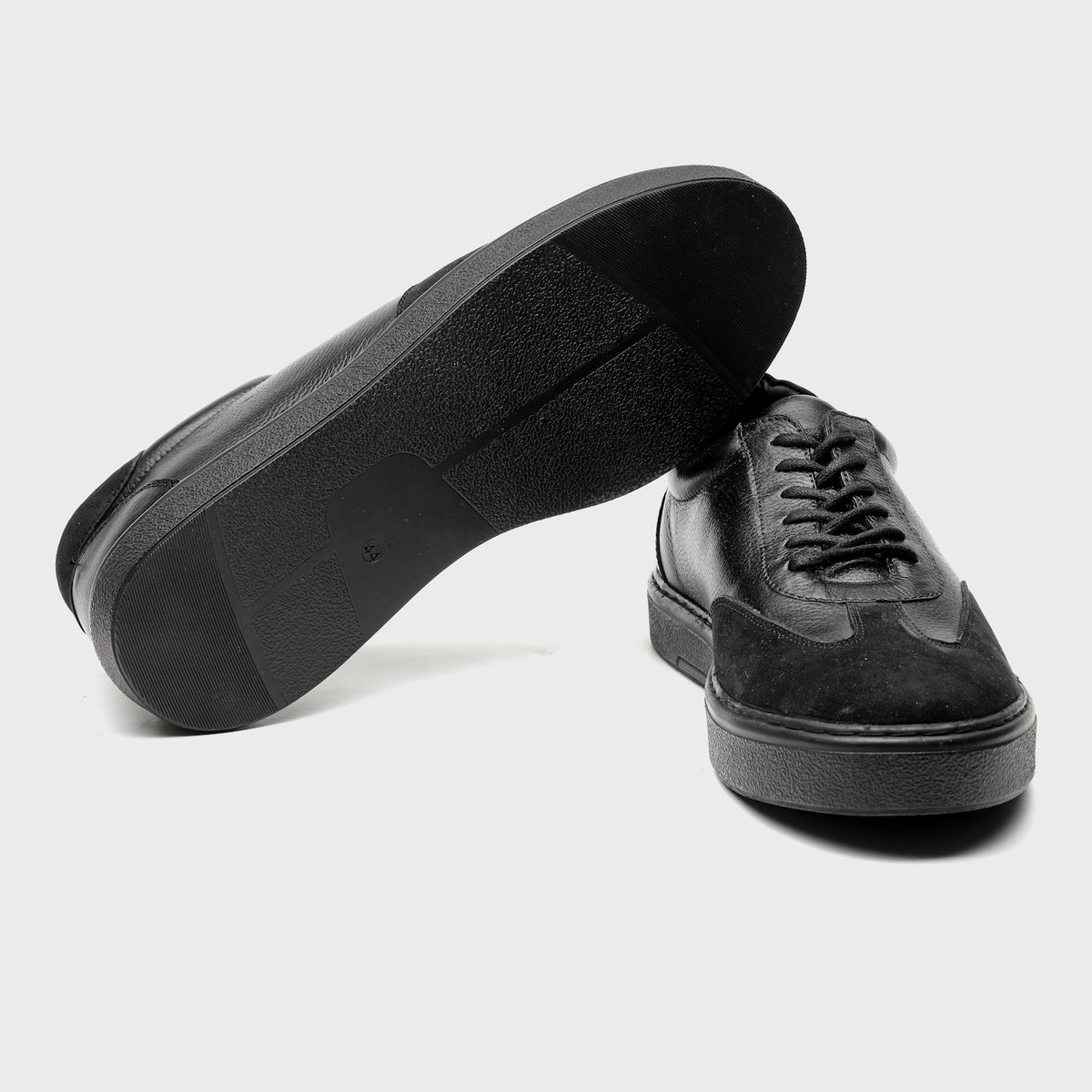 Tonal Black Suede-Trimmed Cupsole Sneakers