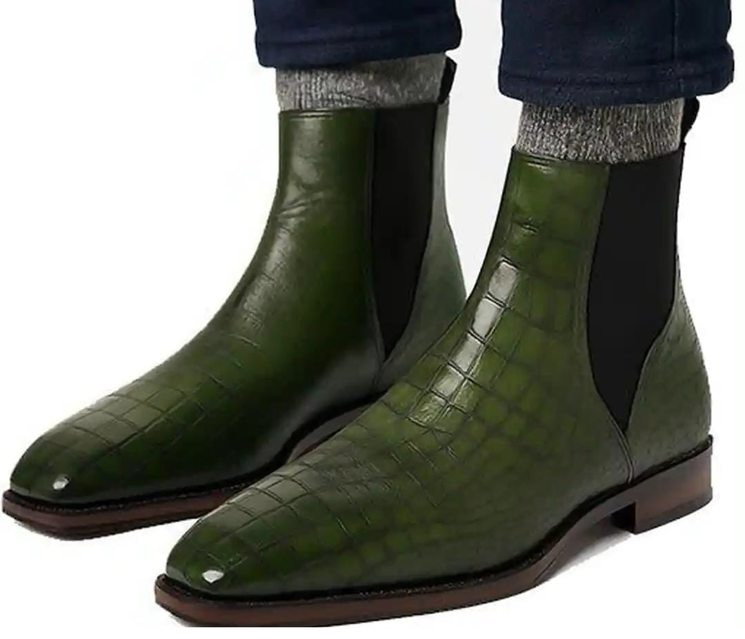 Green Croc Ankle Boots