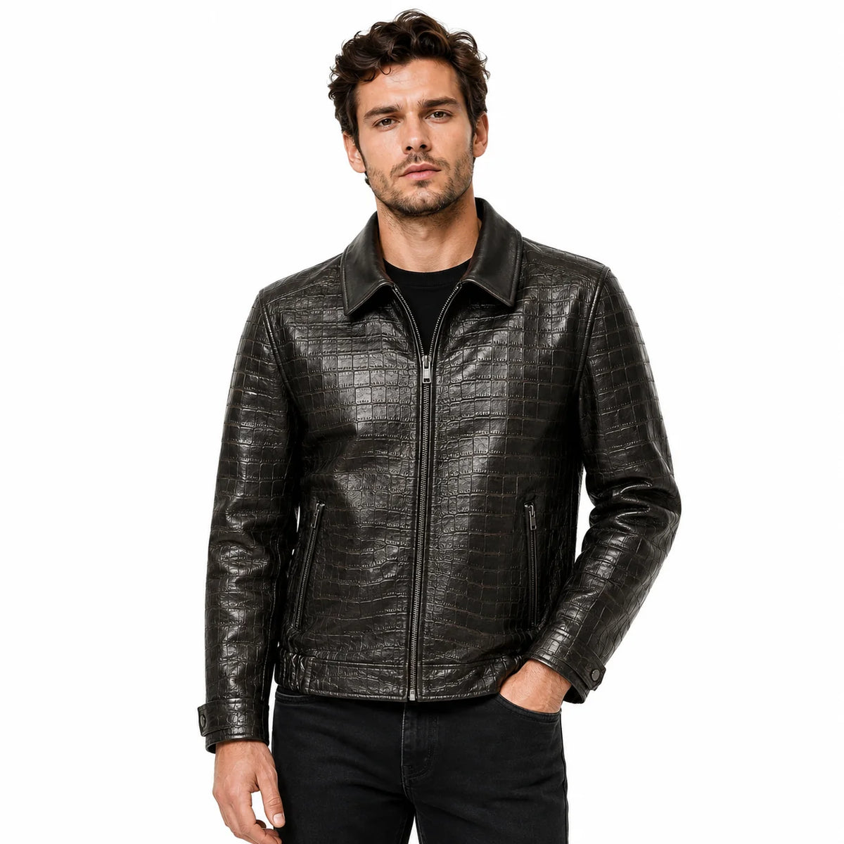 The Crocodile Embossed Leather Bomber