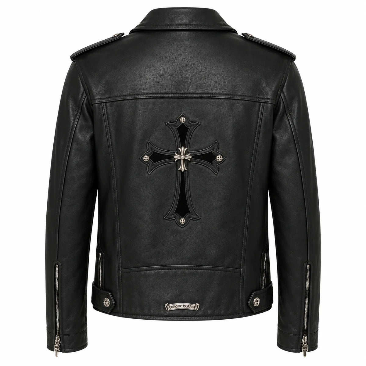 The Gothic Cross-Accented Biker Jacket
