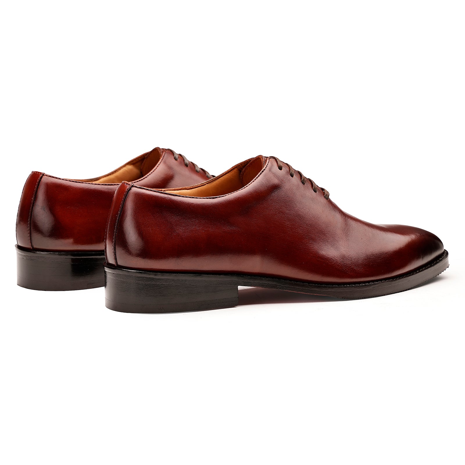 FRONK ROYALE Amber Seamless Wholecut Oxford Shoes - Amber Brown handcrafted leather oxford shoes for men, view 2
