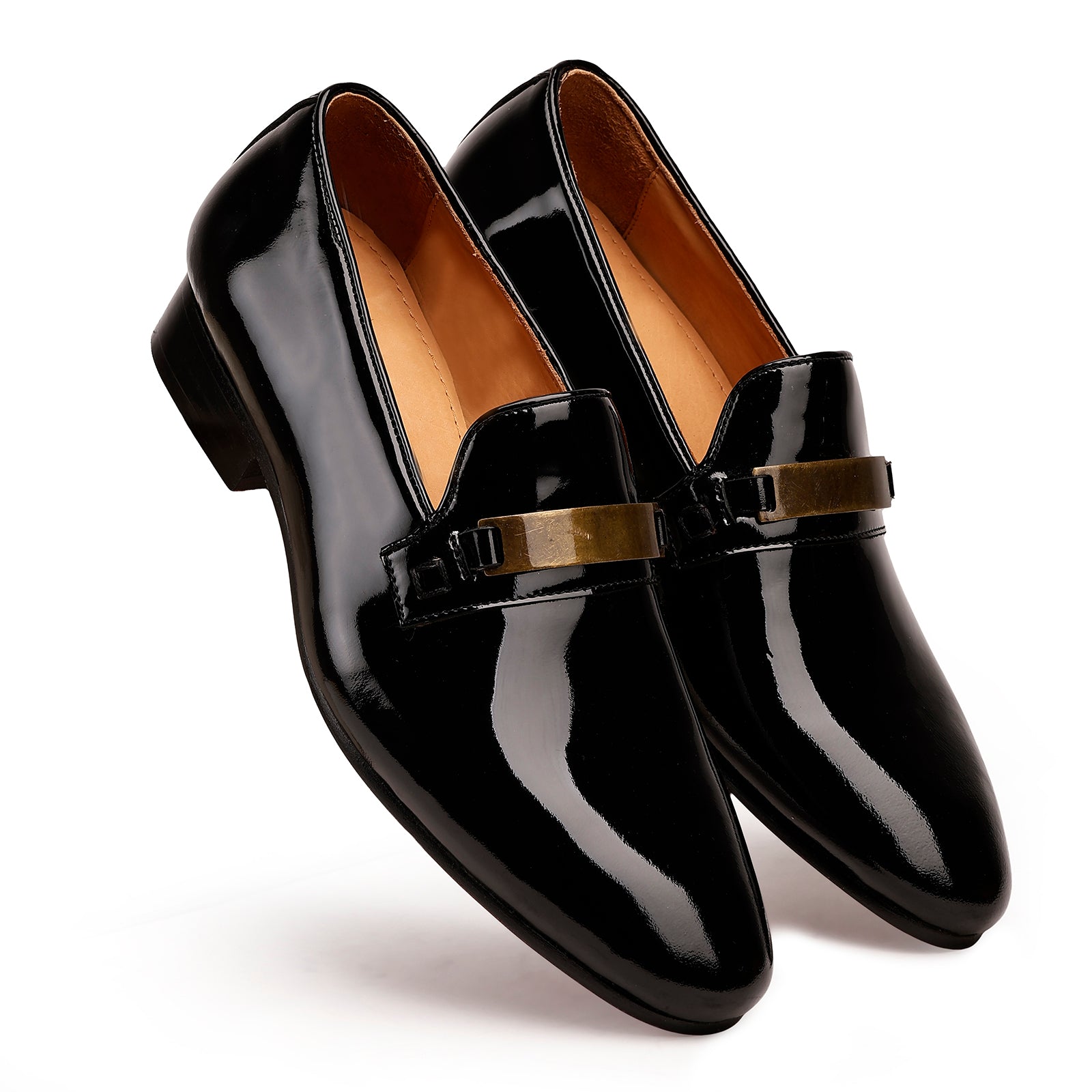 FRONK ROYALE Eclipse Patent Leather Tuxedo Loafers - Black handcrafted leather loafers for men, view 6