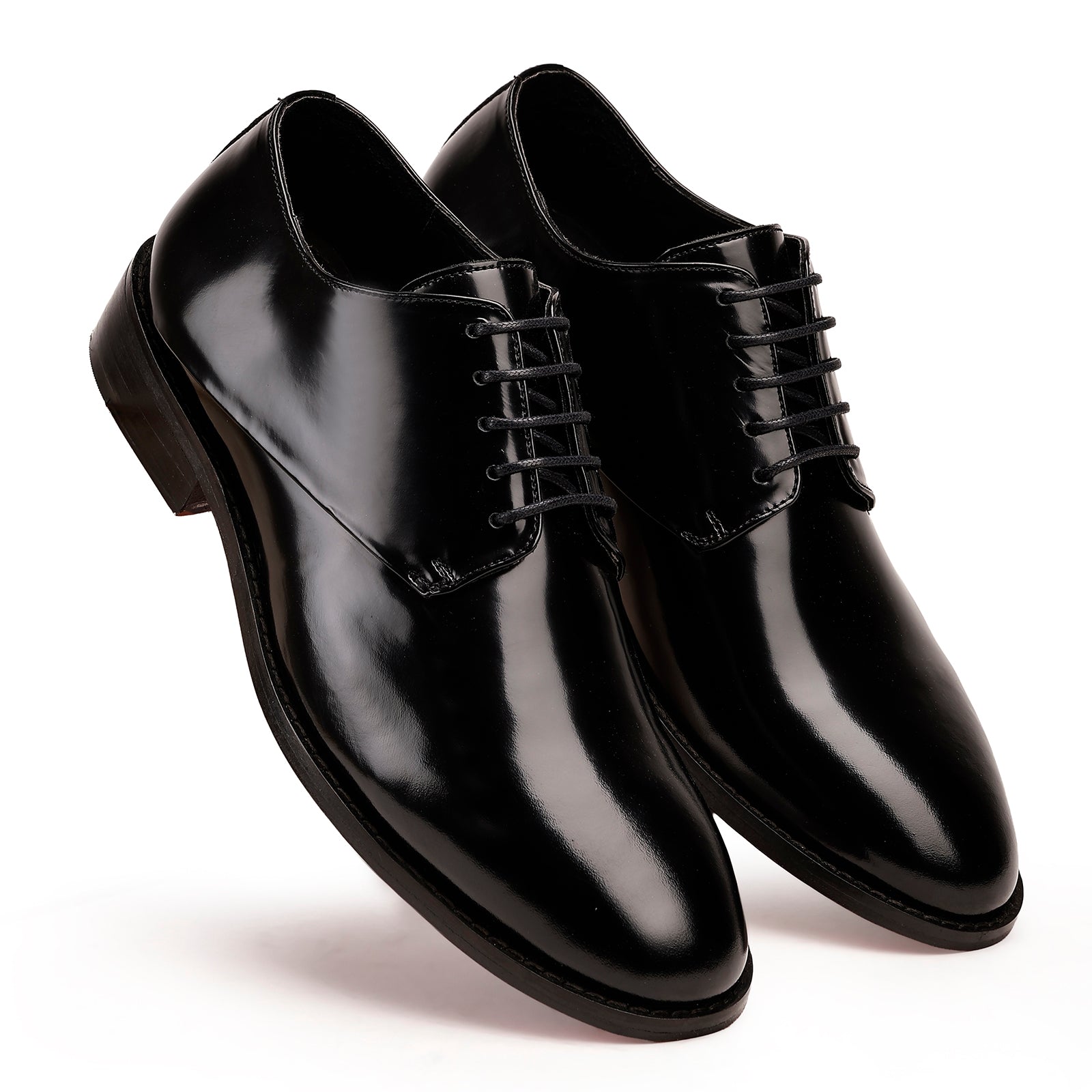 FRONK ROYALE Black Patent Leather Derby Shoes - Black handcrafted leather derby shoes for men, view 6