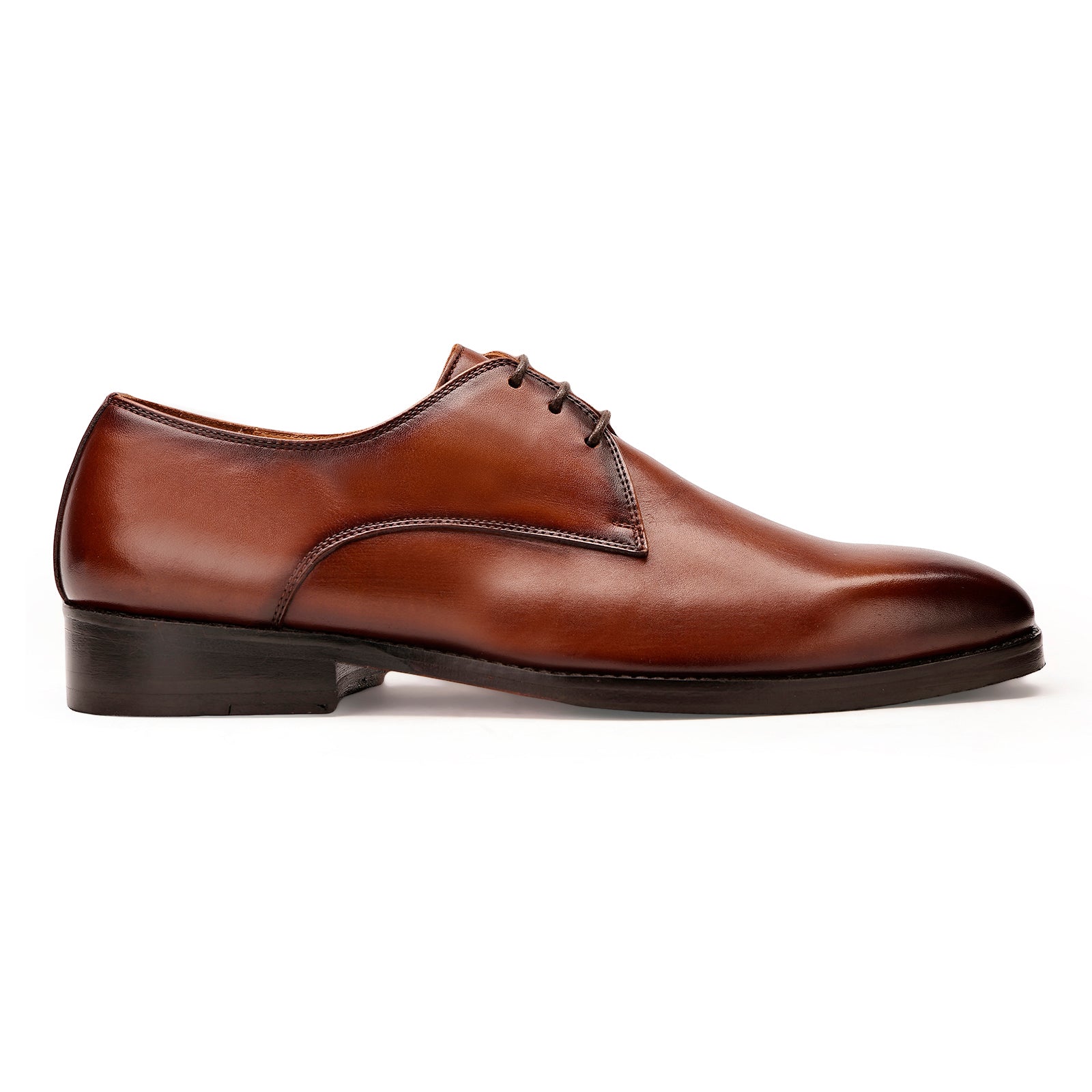 FRONK ROYALE Sleek Style Brown Derby Shoes - Brown handcrafted leather derby shoes for men, view 3