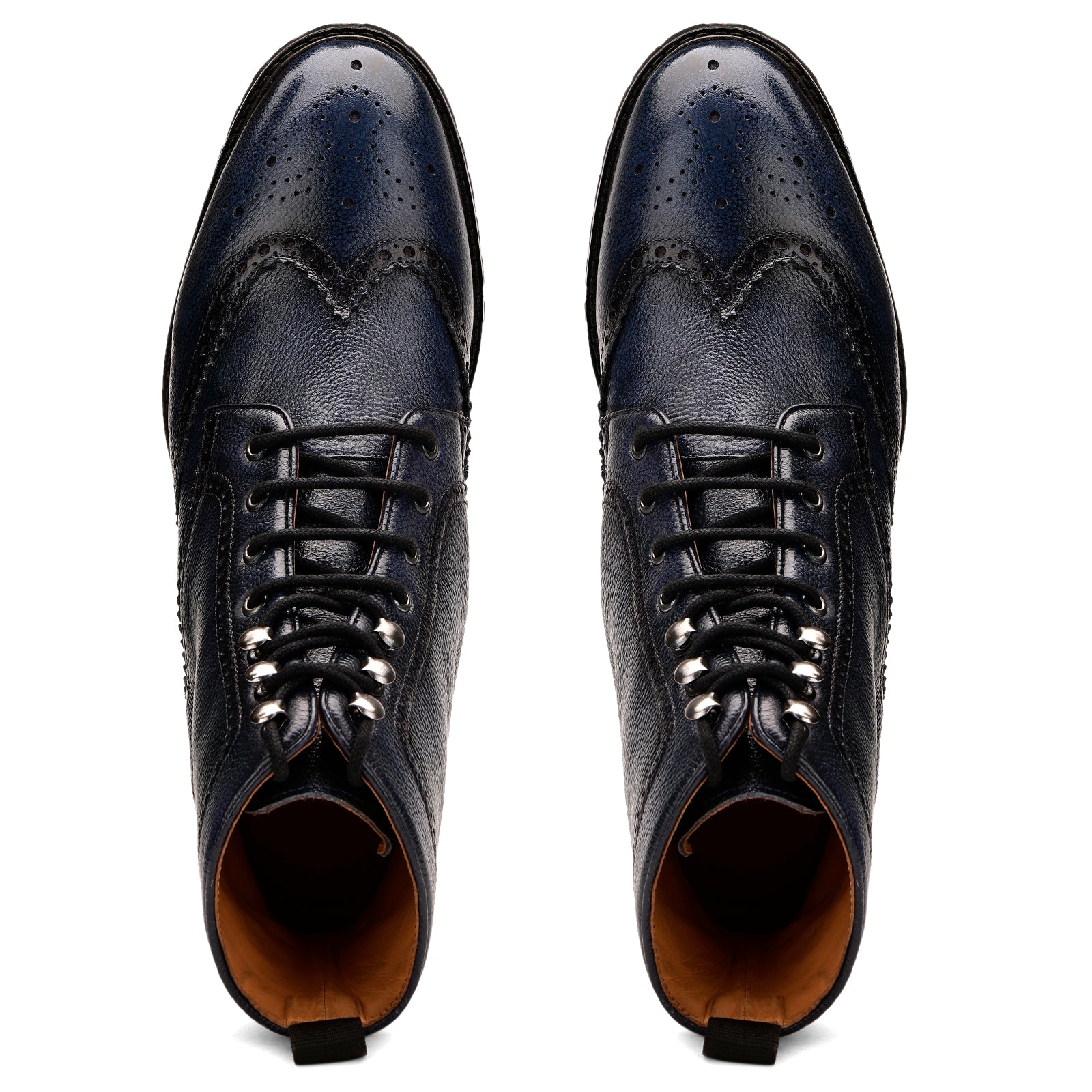 FRONK ROYALE Ironstride Lace-Up Wingtip Leather Boots - Brown handcrafted leather lace-up boots for men, view 4
