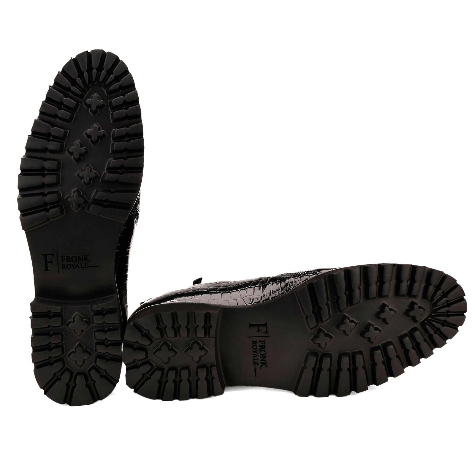 FRONK ROYALE Eclipse Venom Black Croc Zip Boots - Black handcrafted leather zipper boots for men, view 5