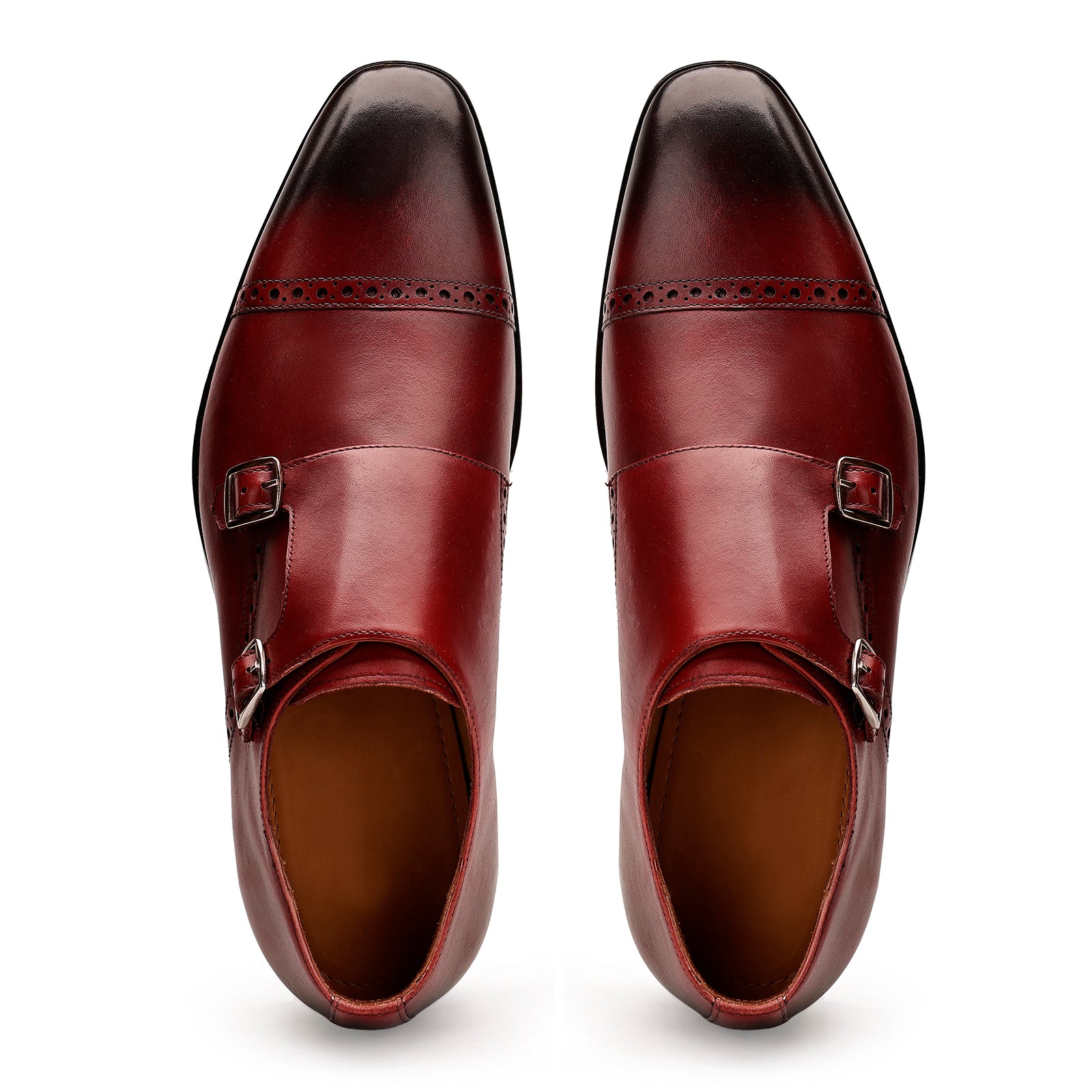 FRONK ROYALE The Milanese Brown Double Monk Strap Shoes - Brown handcrafted leather monk strap shoes for men, view 4