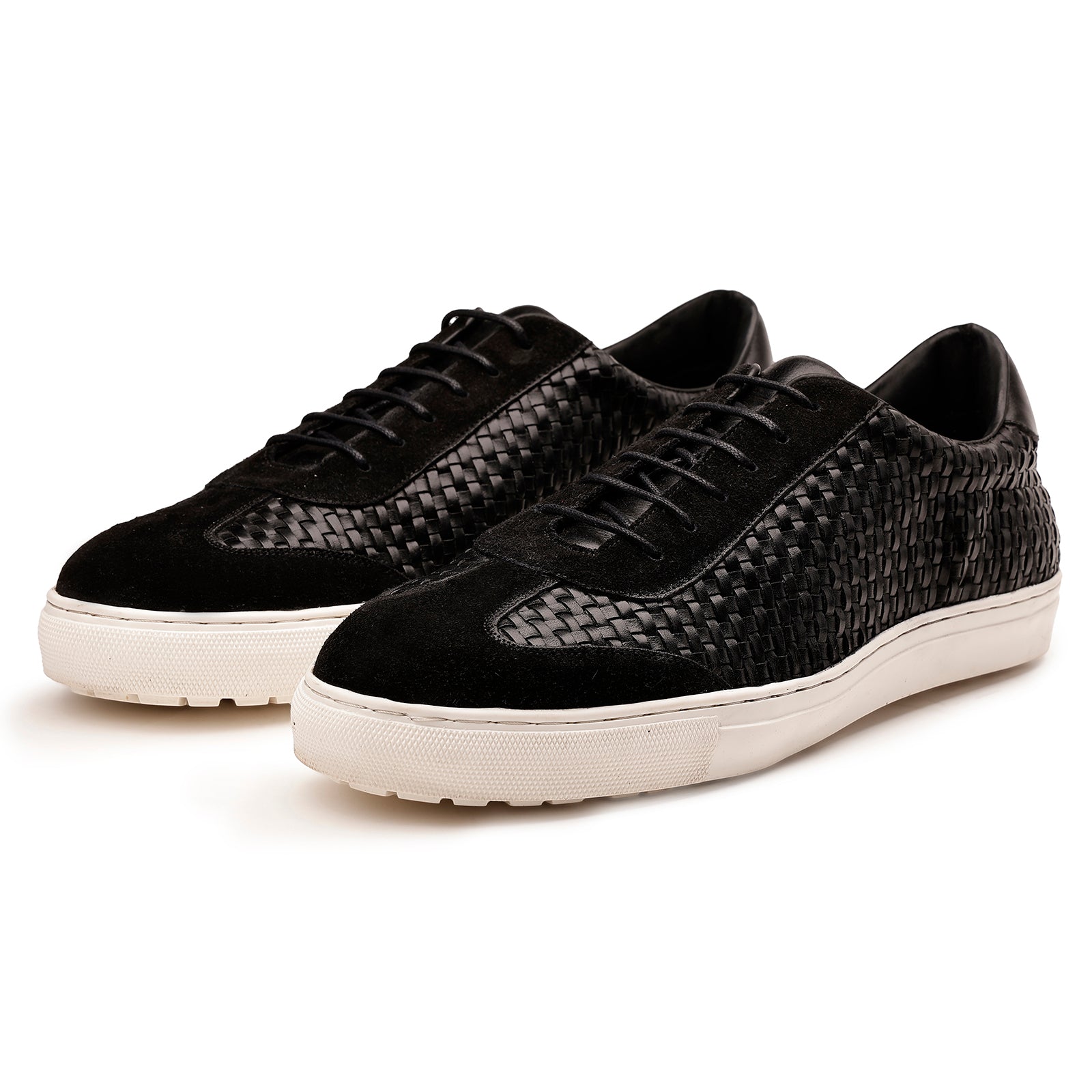 FRONK ROYALE Shadow Weave Black Suede Sneakers - Black handcrafted leather sneakers for men, view 1