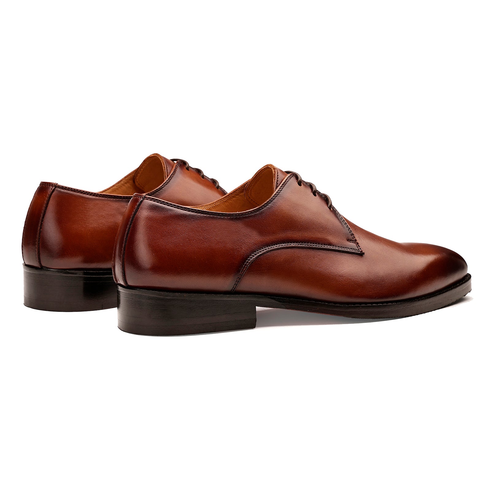 FRONK ROYALE Sleek Style Brown Derby Shoes - Brown handcrafted leather derby shoes for men, view 2