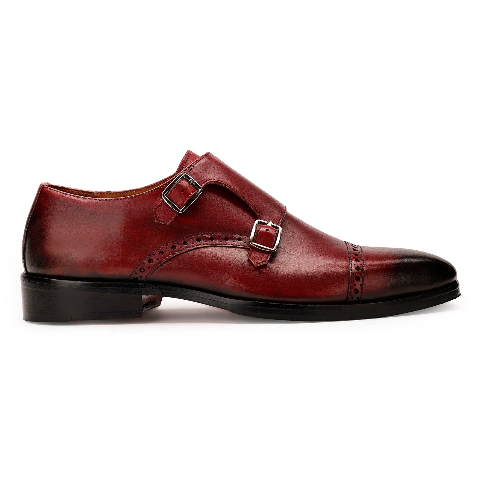 FRONK ROYALE The Milanese Brown Double Monk Strap Shoes - Brown handcrafted leather monk strap shoes for men, view 3