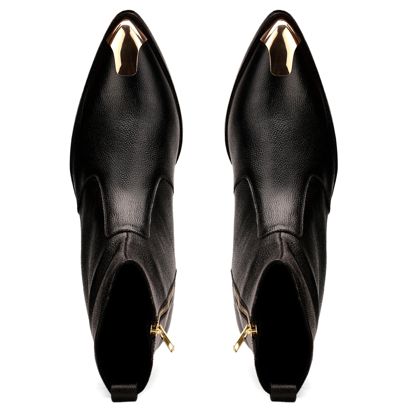 top view black leather Chelsea boots for men
