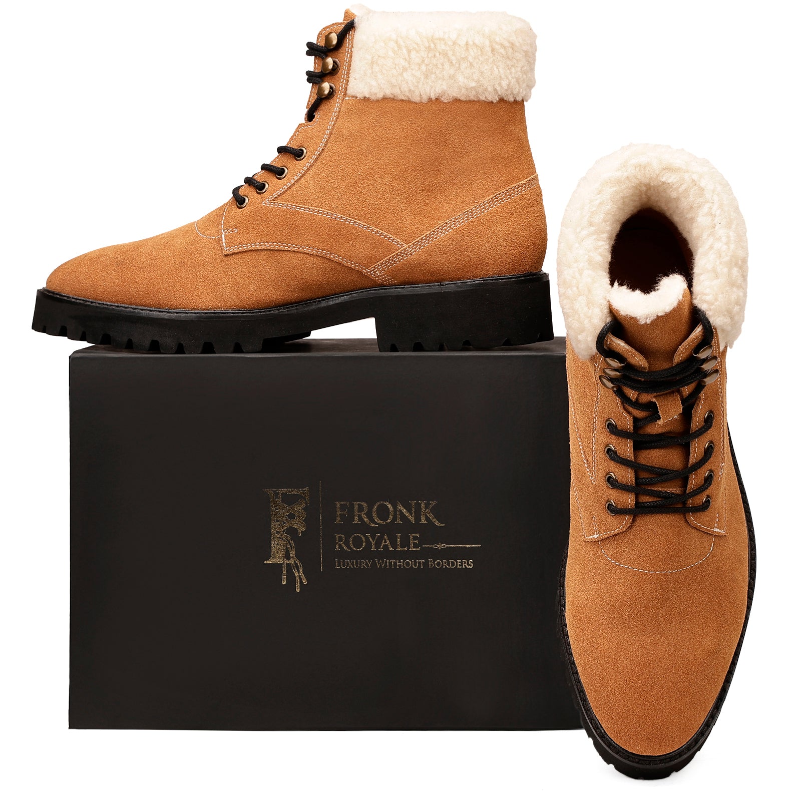 Sierra Fleece-Lined Camel Suede Lace-Up Boots | FRONK ROYALE Luxury Fo