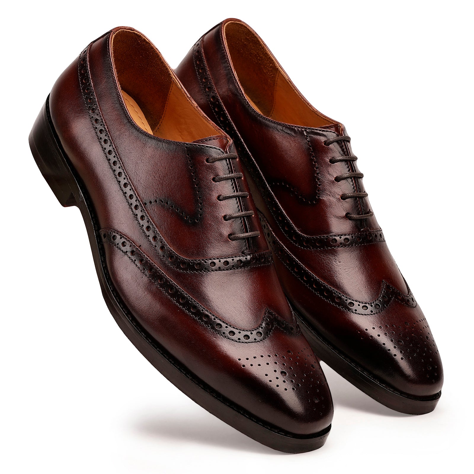 FRONK ROYALE Chestnut Crest Brogue Oxford Shoes - Chestnut Brown handcrafted leather oxford shoes for men, view 6