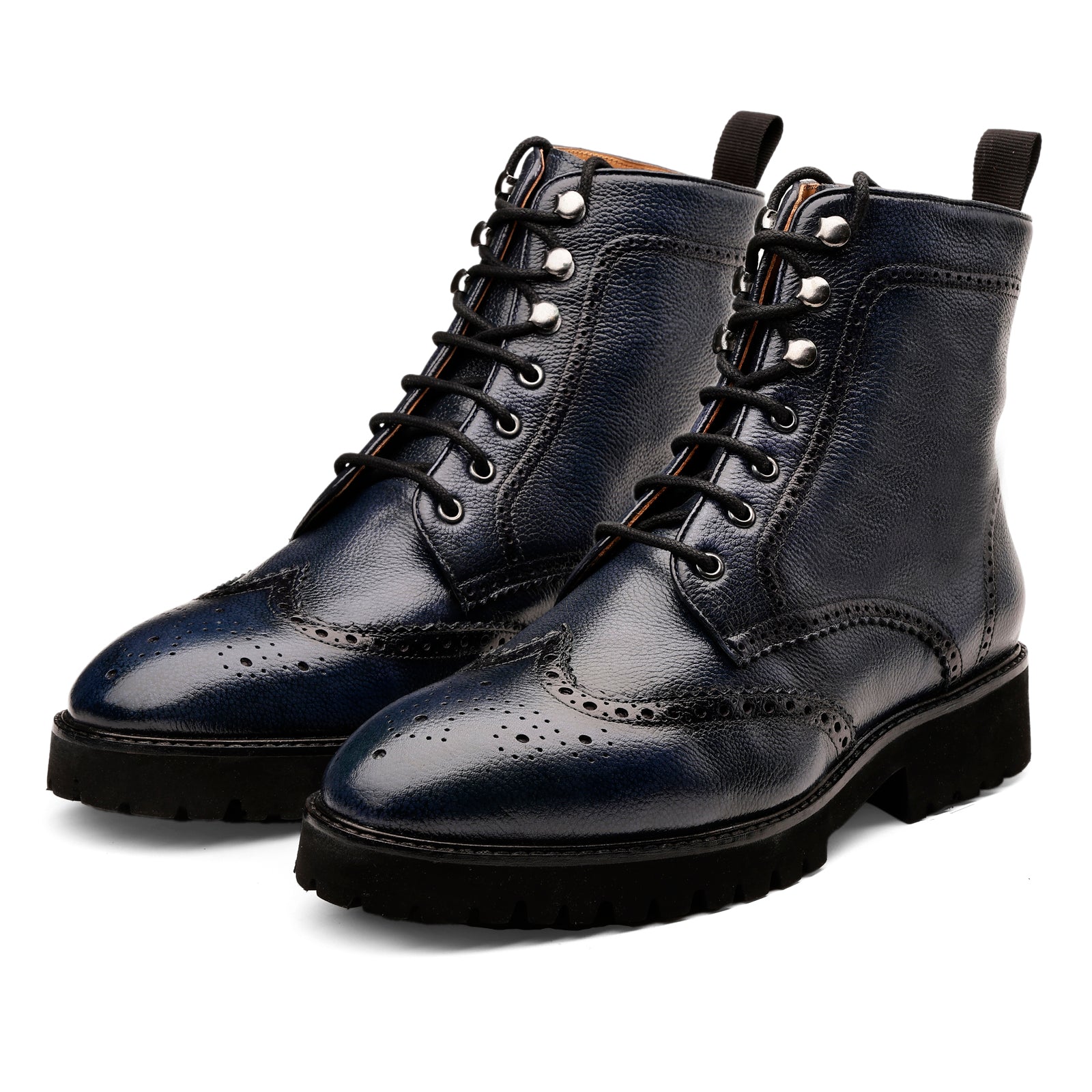 FRONK ROYALE Ironstride Lace-Up Wingtip Leather Boots - Brown handcrafted leather lace-up boots for men, view 1