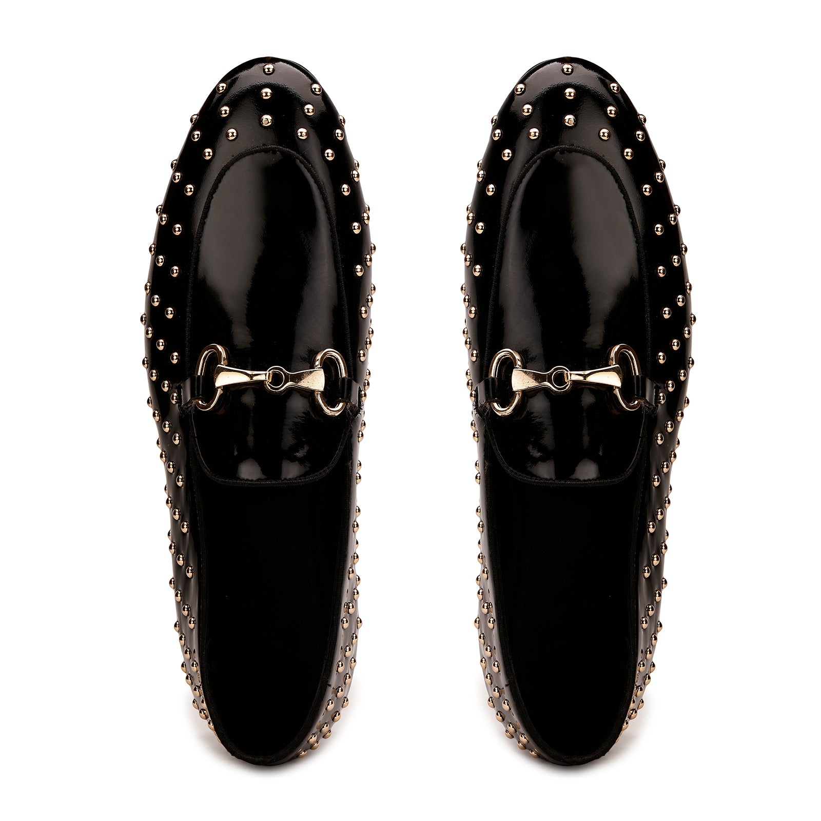 FRONK ROYALE Obsidian Horsebit Stud Loafers - Black handcrafted leather loafers for men, view 4