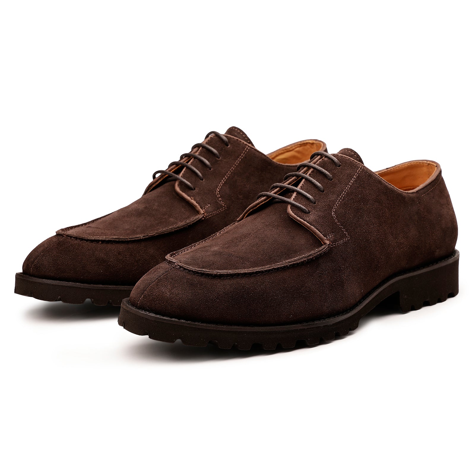 FRONK ROYALE Desert Drift Brown Suede Derby Shoes - Brown handcrafted leather derby shoes for men, view 1