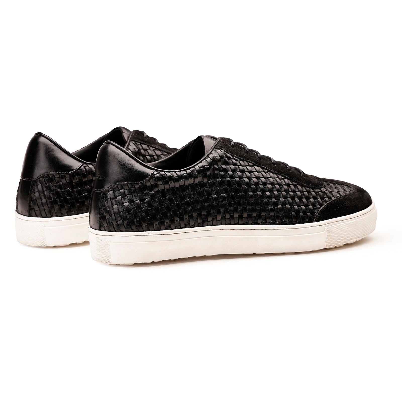 FRONK ROYALE Shadow Weave Black Suede Sneakers - Black handcrafted leather sneakers for men, view 2