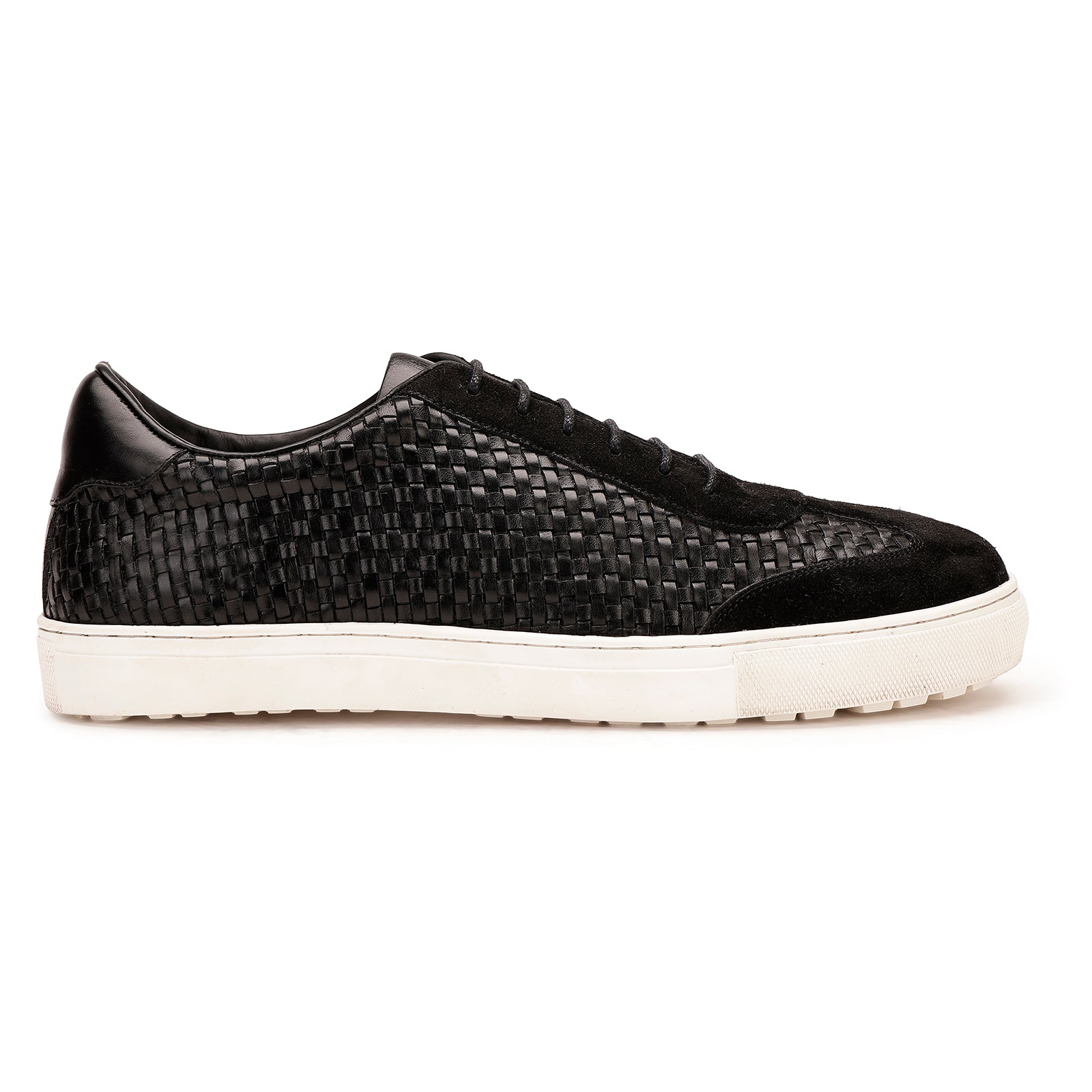FRONK ROYALE Shadow Weave Black Suede Sneakers - Black handcrafted leather sneakers for men, view 3