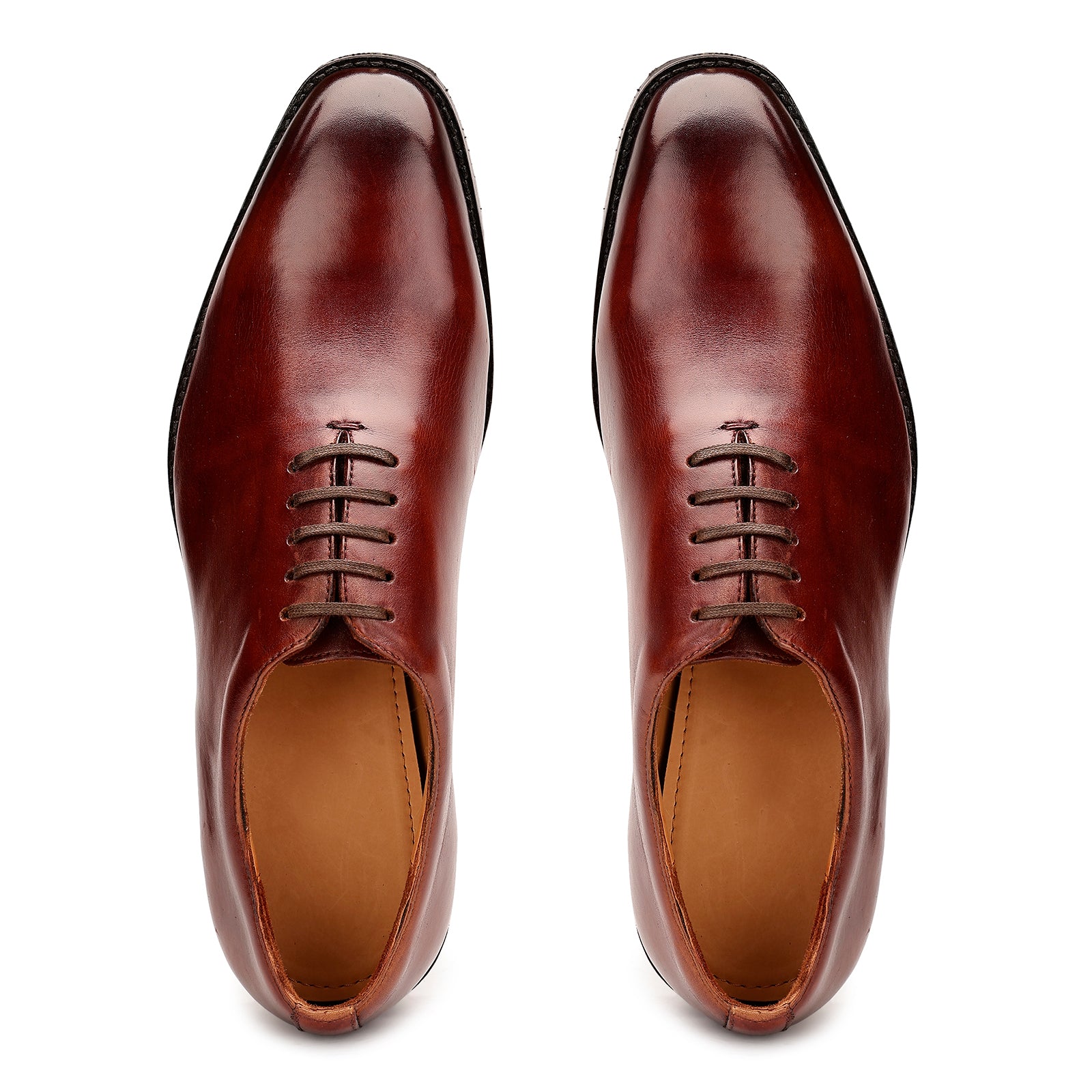 FRONK ROYALE Amber Seamless Wholecut Oxford Shoes - Amber Brown handcrafted leather oxford shoes for men, view 4