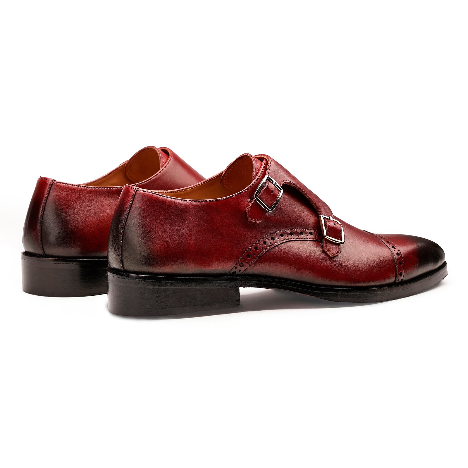 FRONK ROYALE The Milanese Brown Double Monk Strap Shoes - Brown handcrafted leather monk strap shoes for men, view 2