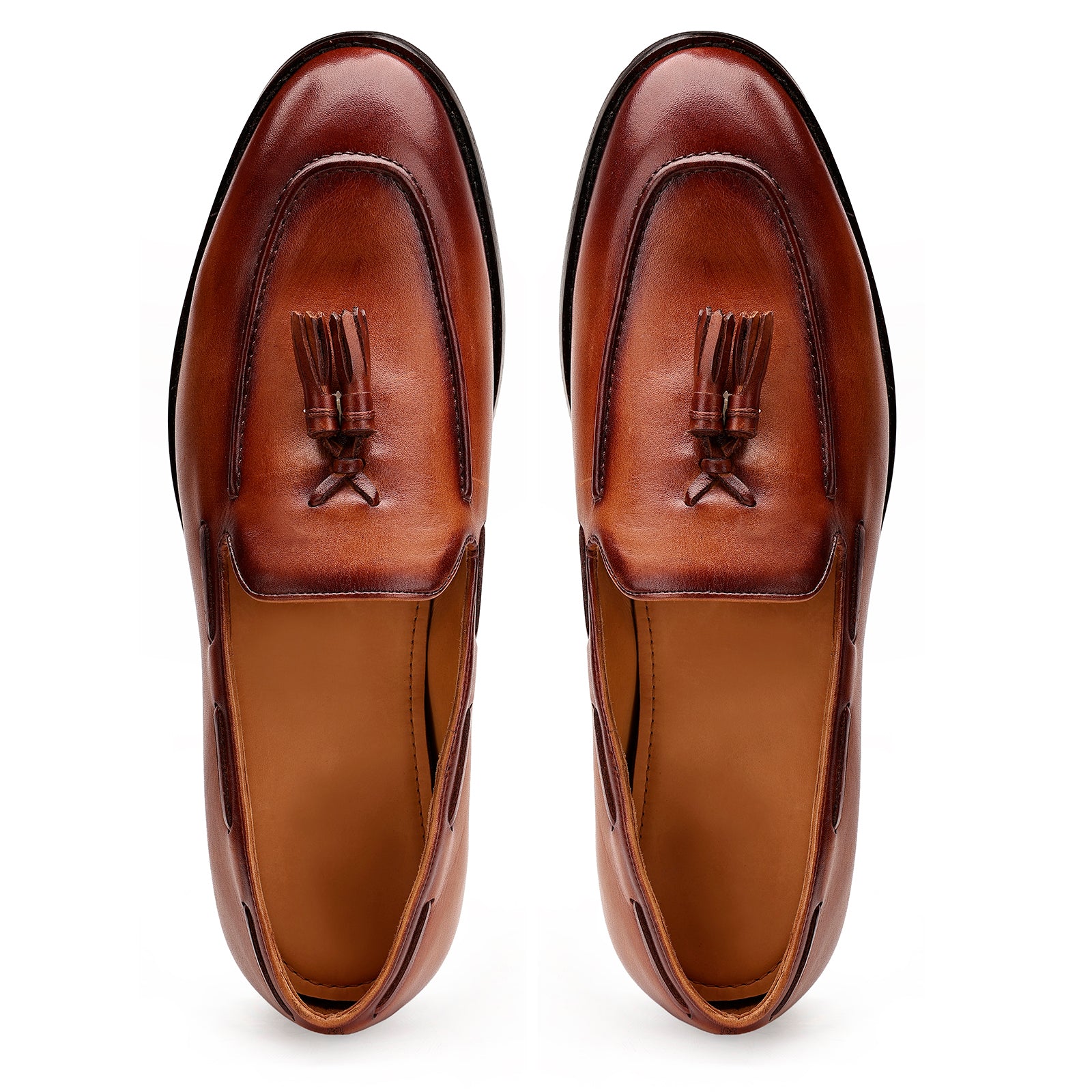 FRONK ROYALE The Boulevard Brown Tassel Loafers - Brown handcrafted leather loafers for men, view 4