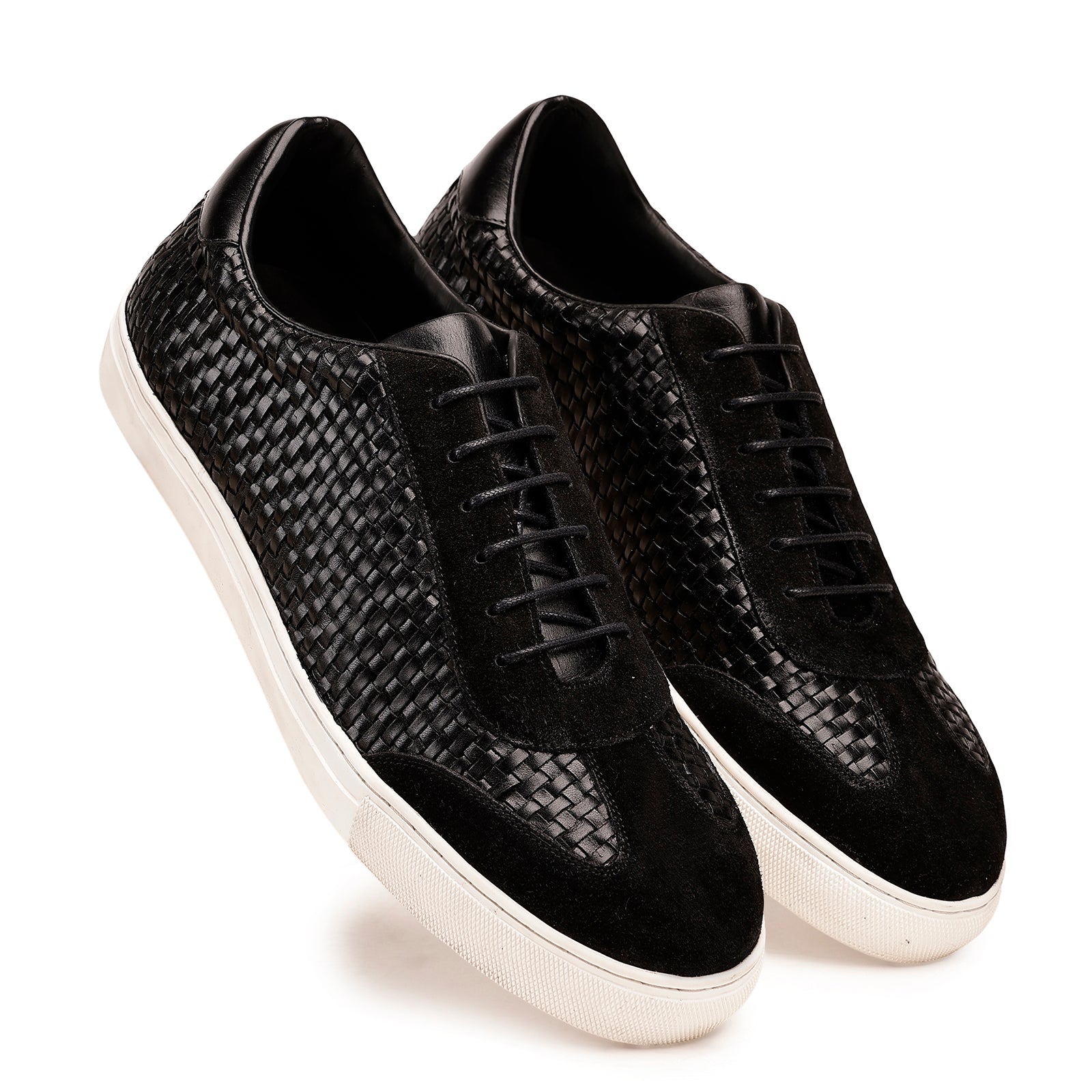 FRONK ROYALE Shadow Weave Black Suede Sneakers - Black handcrafted leather sneakers for men, view 6